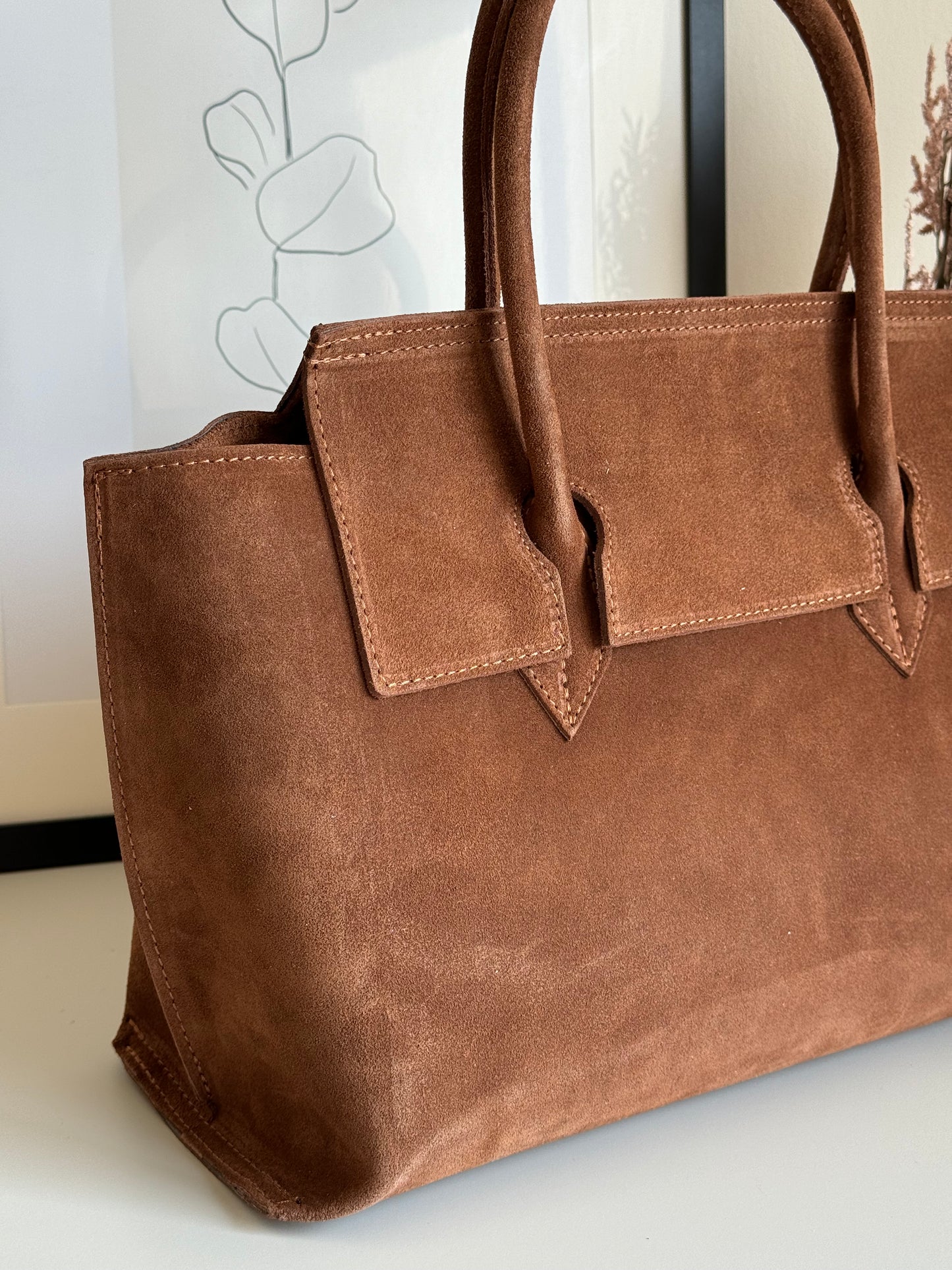 borsa in pelle scamosciata