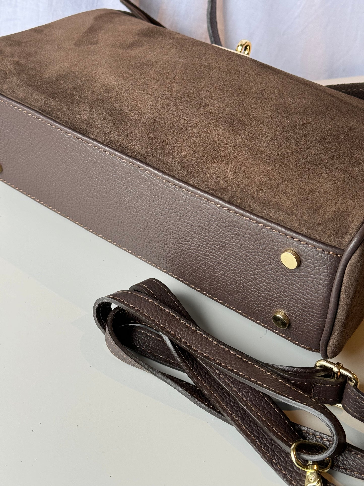 Borsa tote mini in pelle scamosciata
