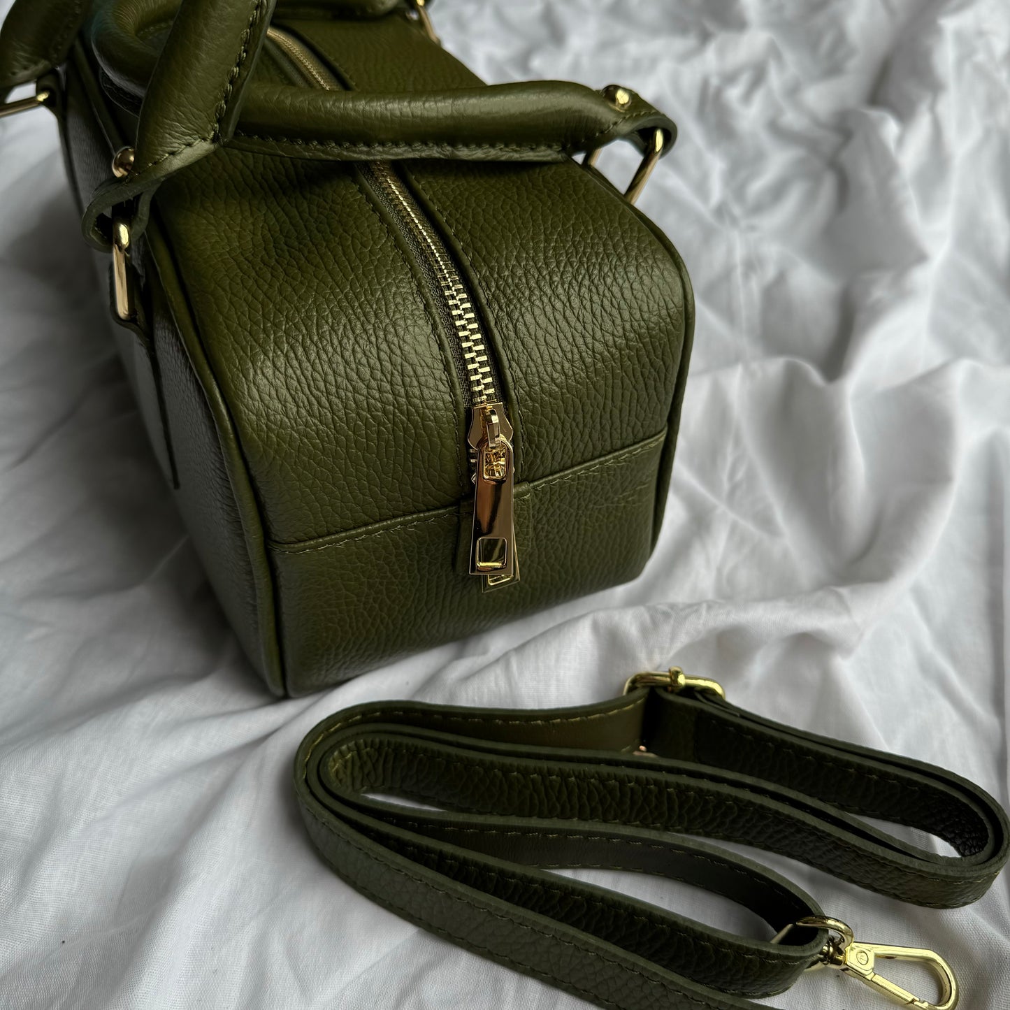 borsa baguette in pelle con tracolla