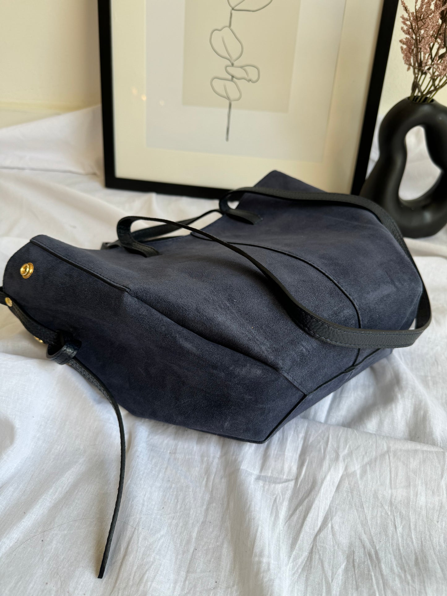 borsa con doppi manici e bottoni