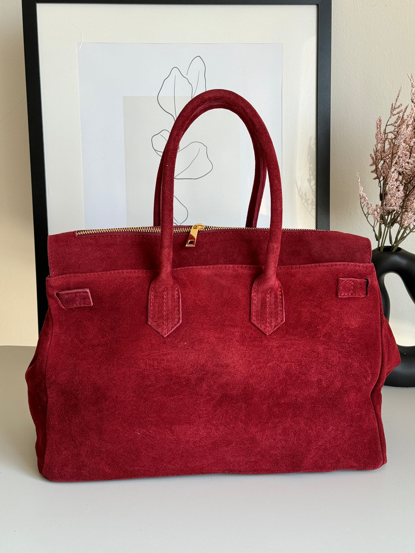 borsa in pelle scamosciata