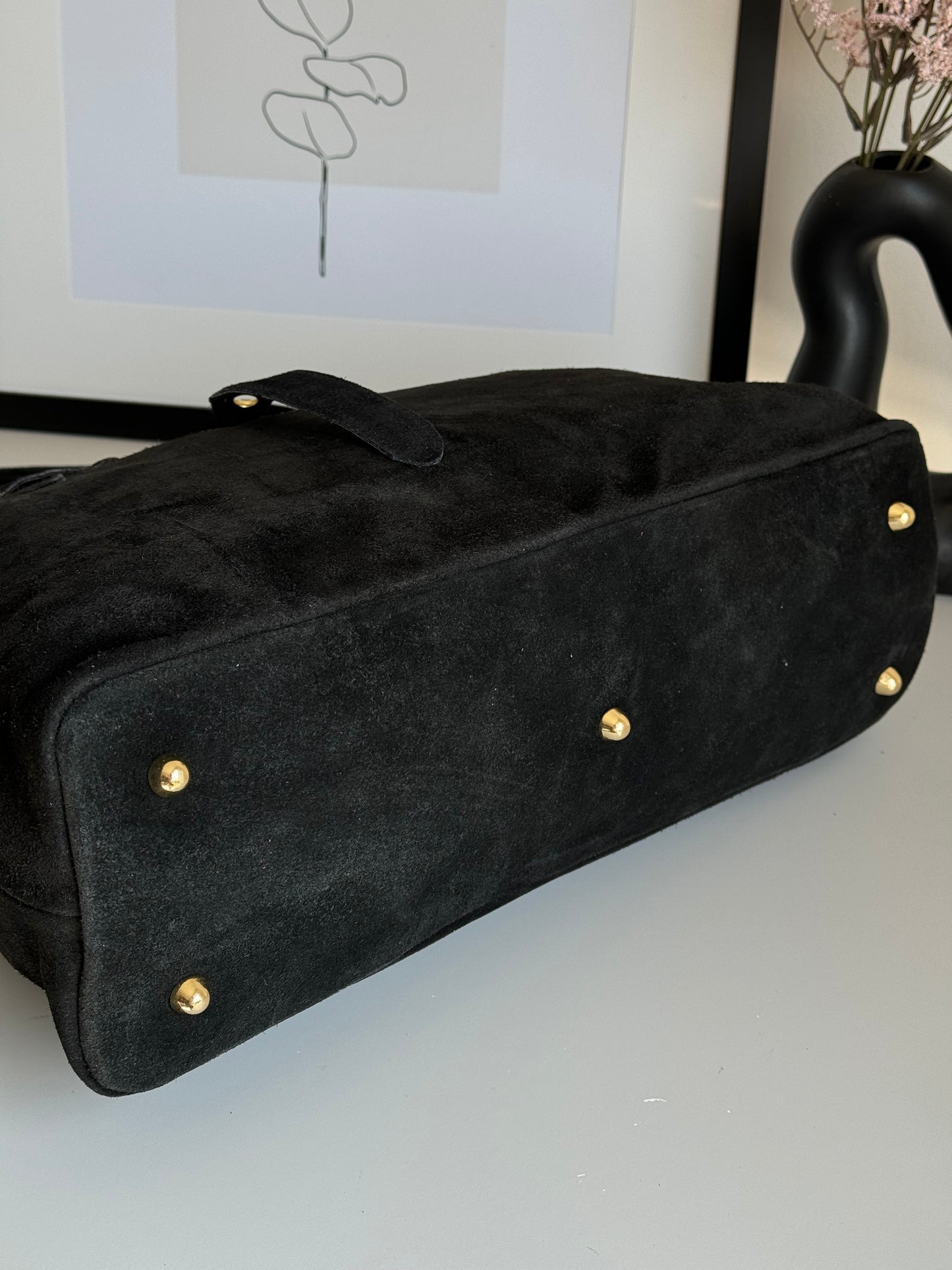 borsa in pelle scamosciata