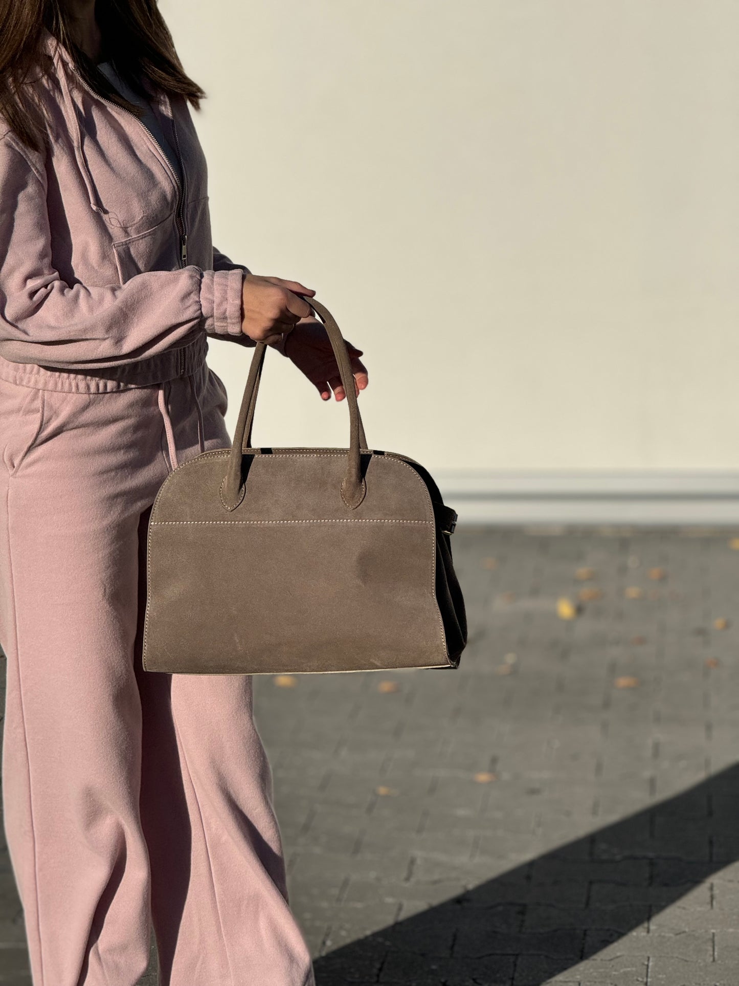 Borsa tote grande in pelle scamosciata
