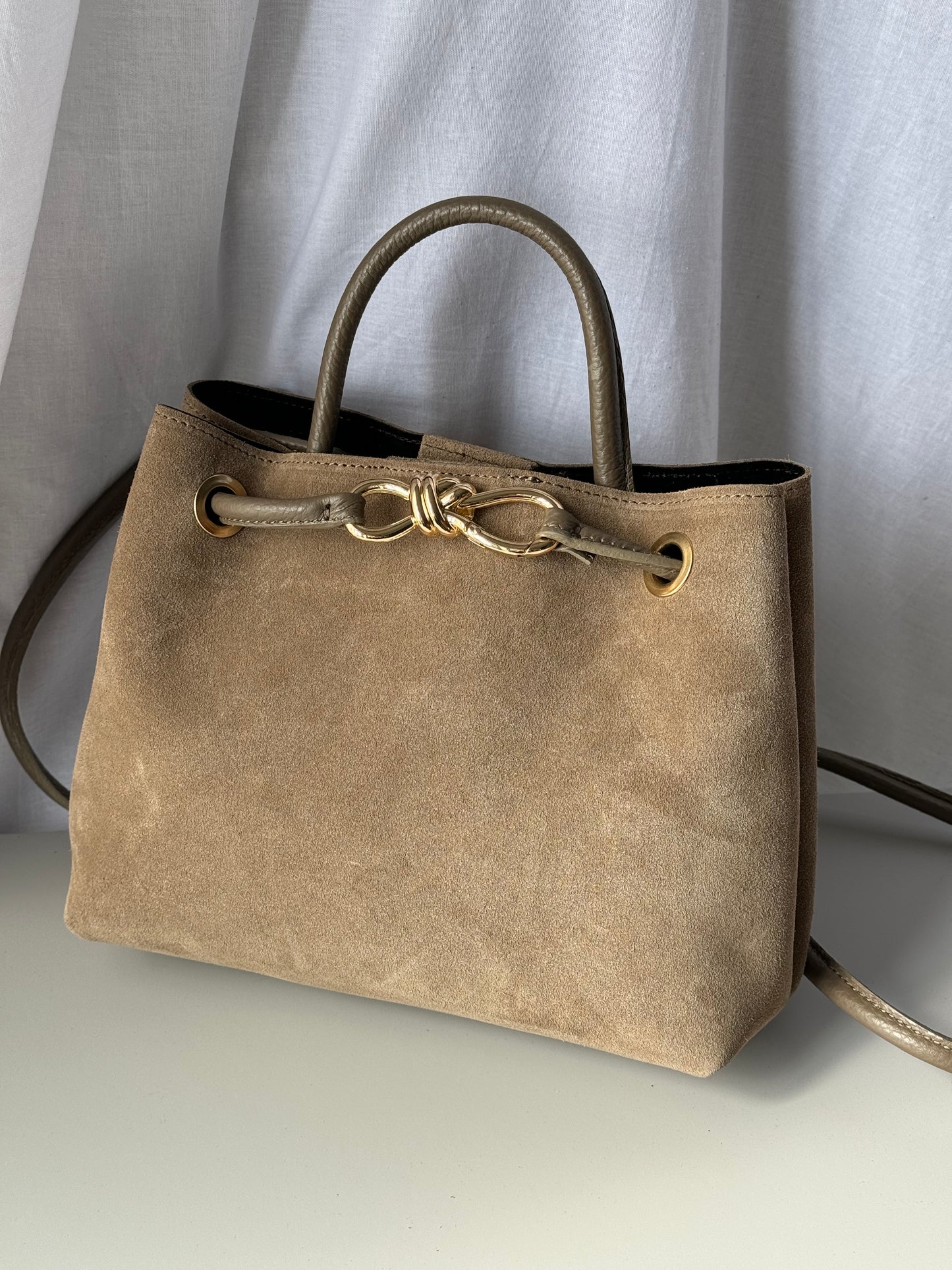 borsa in pelle scamosciata
