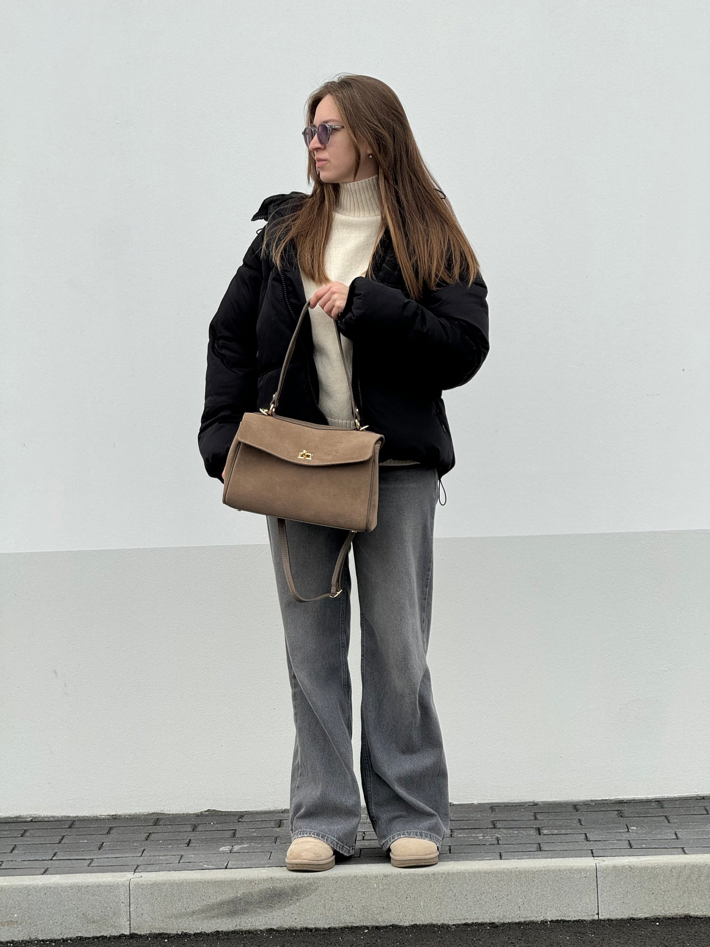 Borsa tote mini in pelle scamosciata
