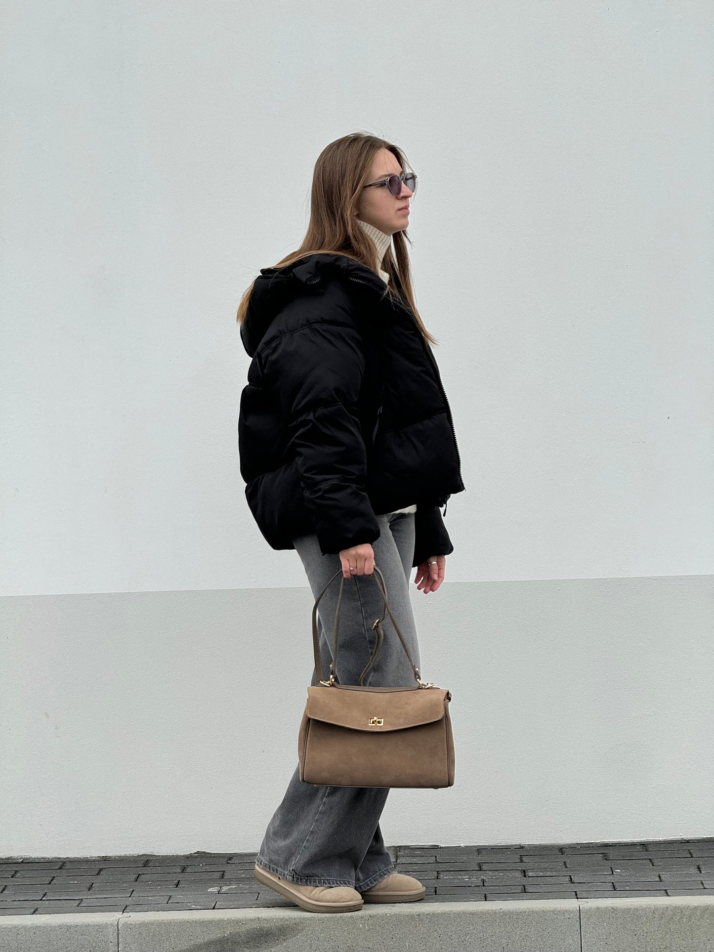 Borsa tote mini in pelle scamosciata