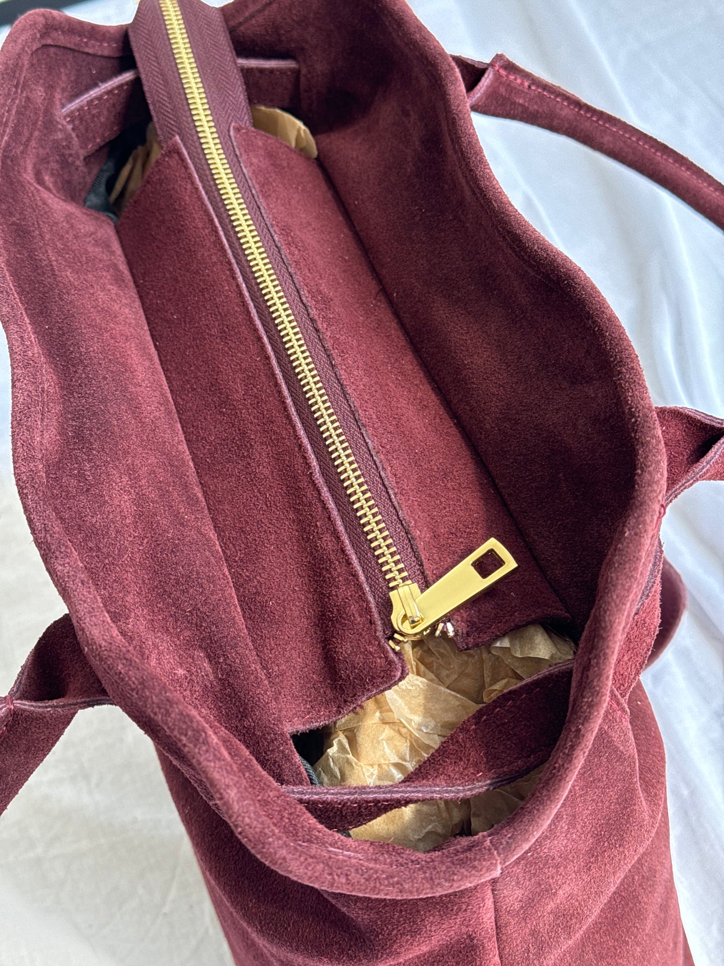 borsa in pelle scamosciata
