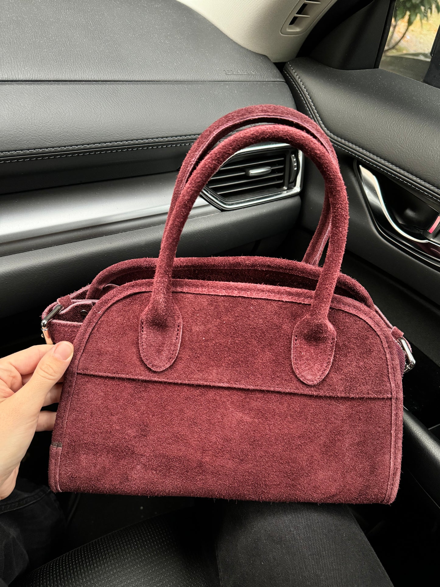 Borsa tote mini in pelle scamosciata