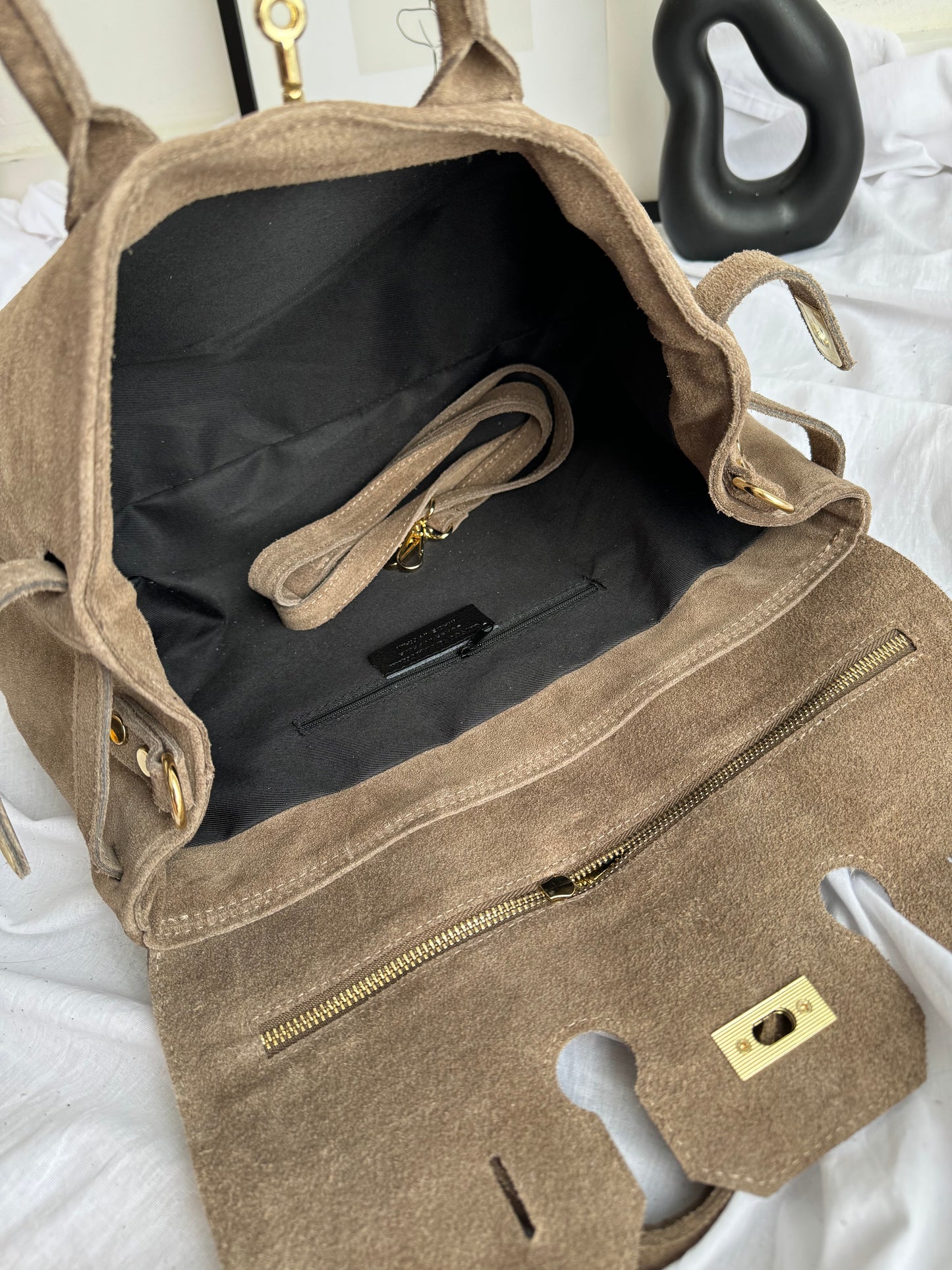 borsa in pelle scamosciata