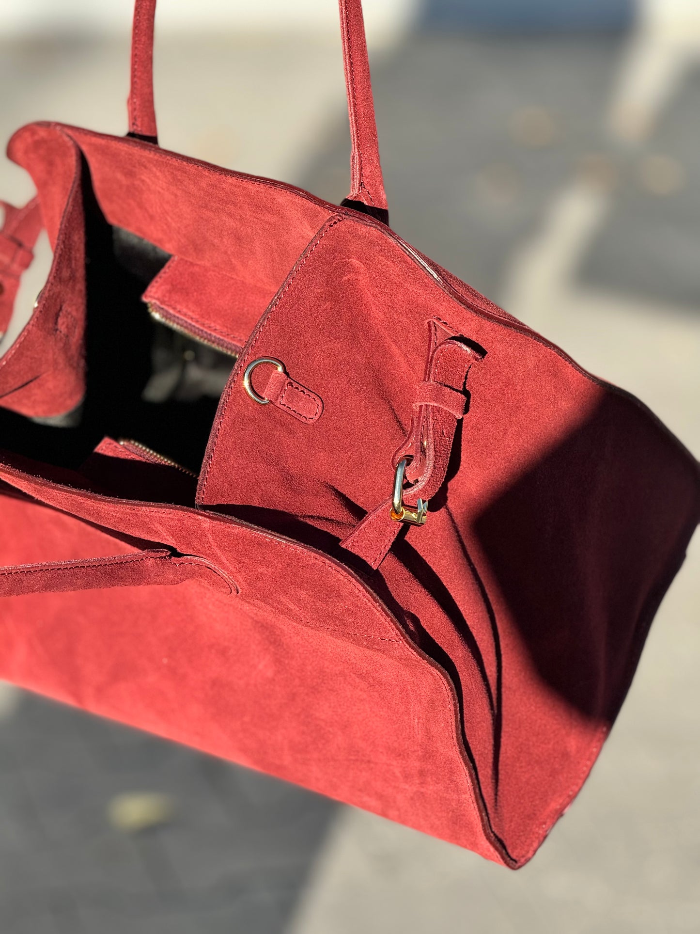 Borsa tote grande in pelle scamosciata