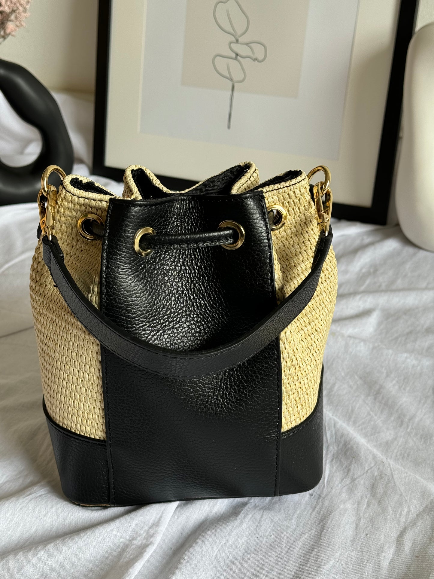 Borsa secchiello in rafia