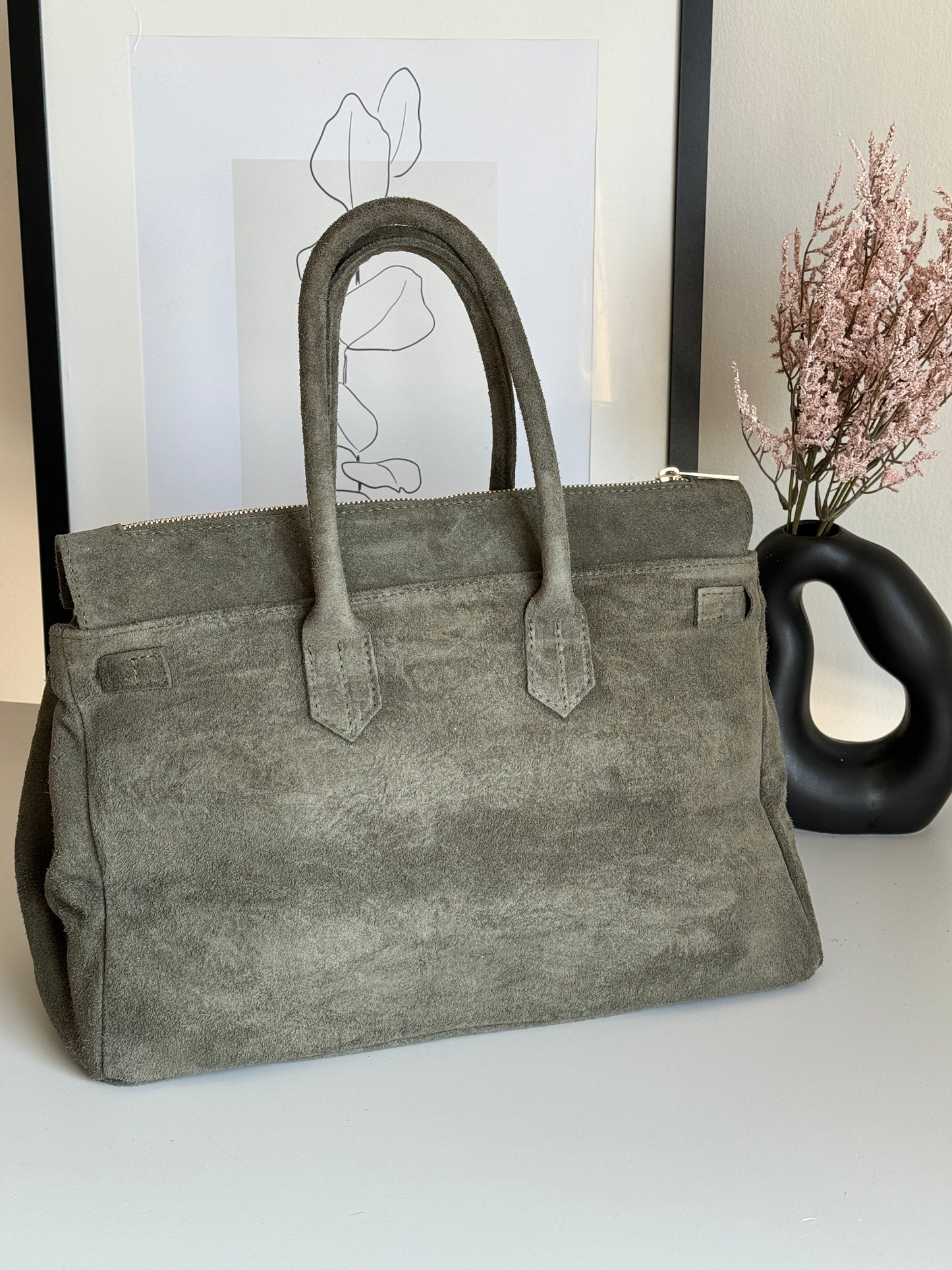 borsa in pelle scamosciata