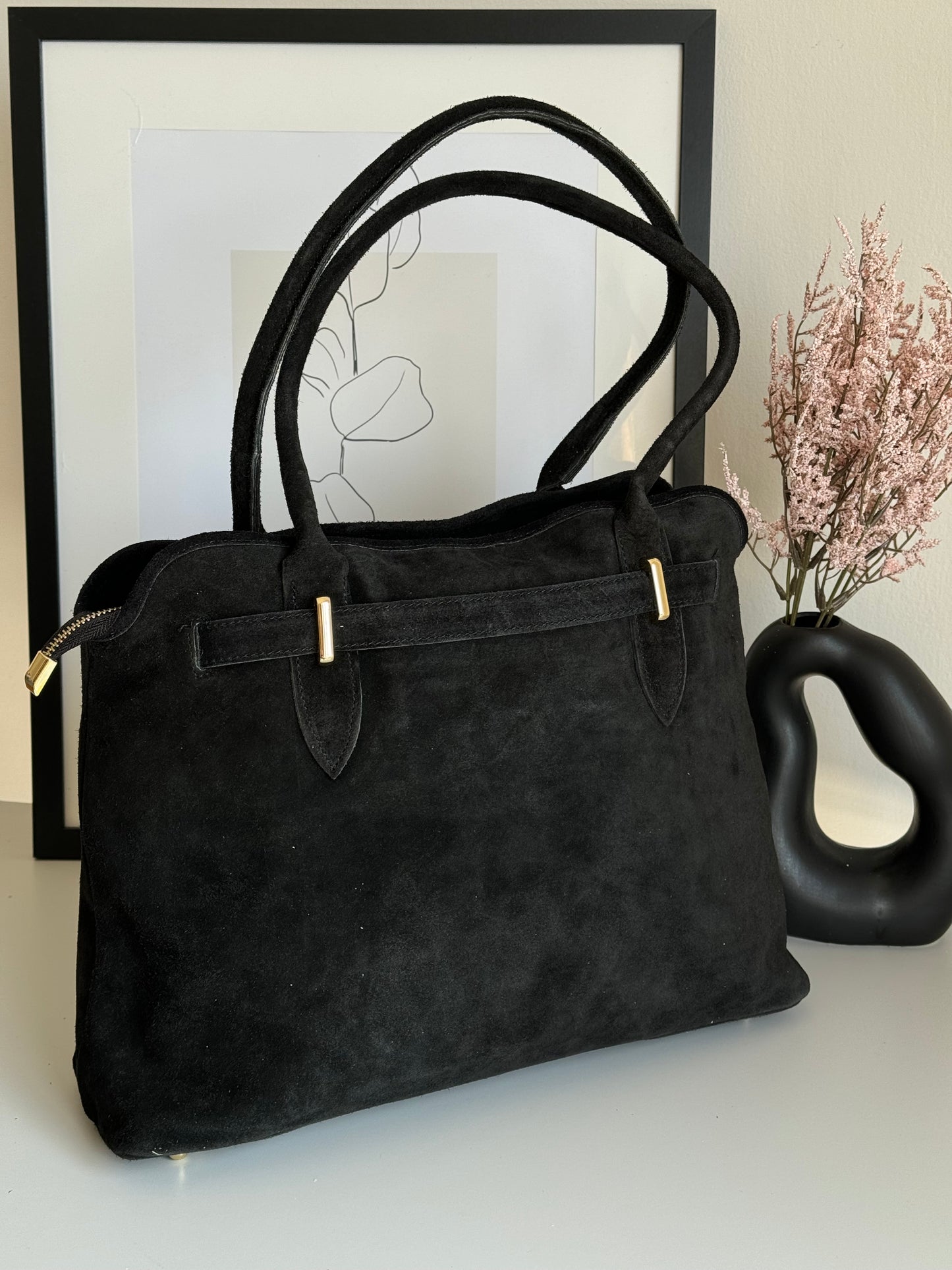 borsa in pelle scamosciata
