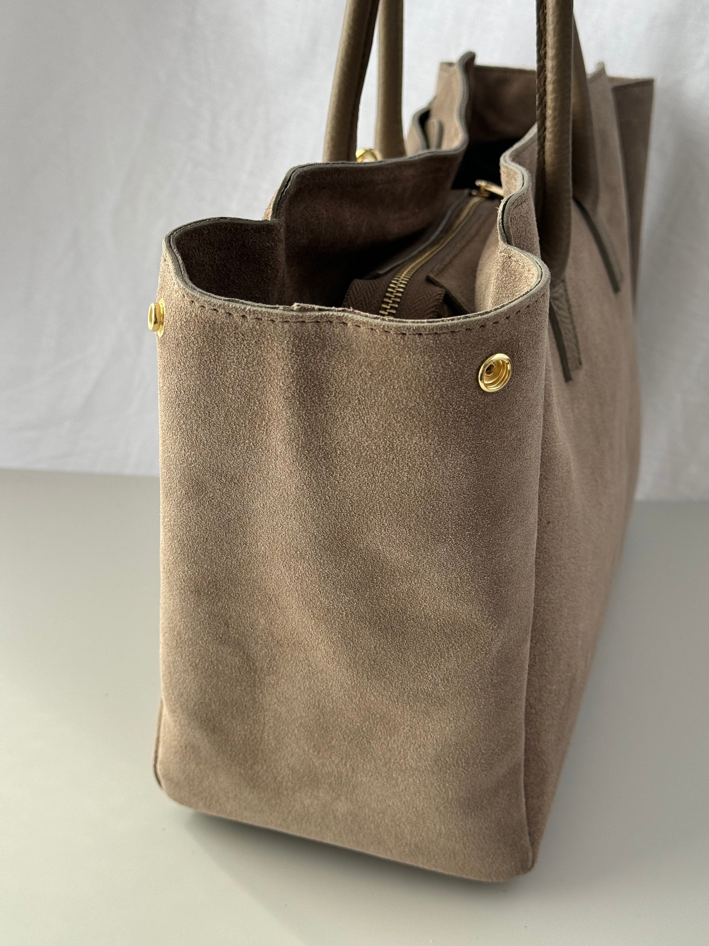 borsa in pelle scamosciata