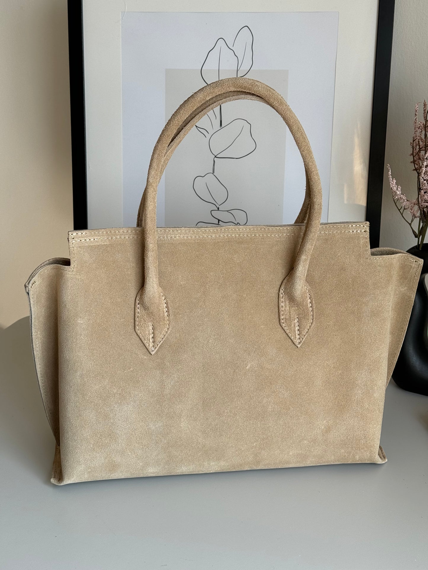 borsa in pelle scamosciata