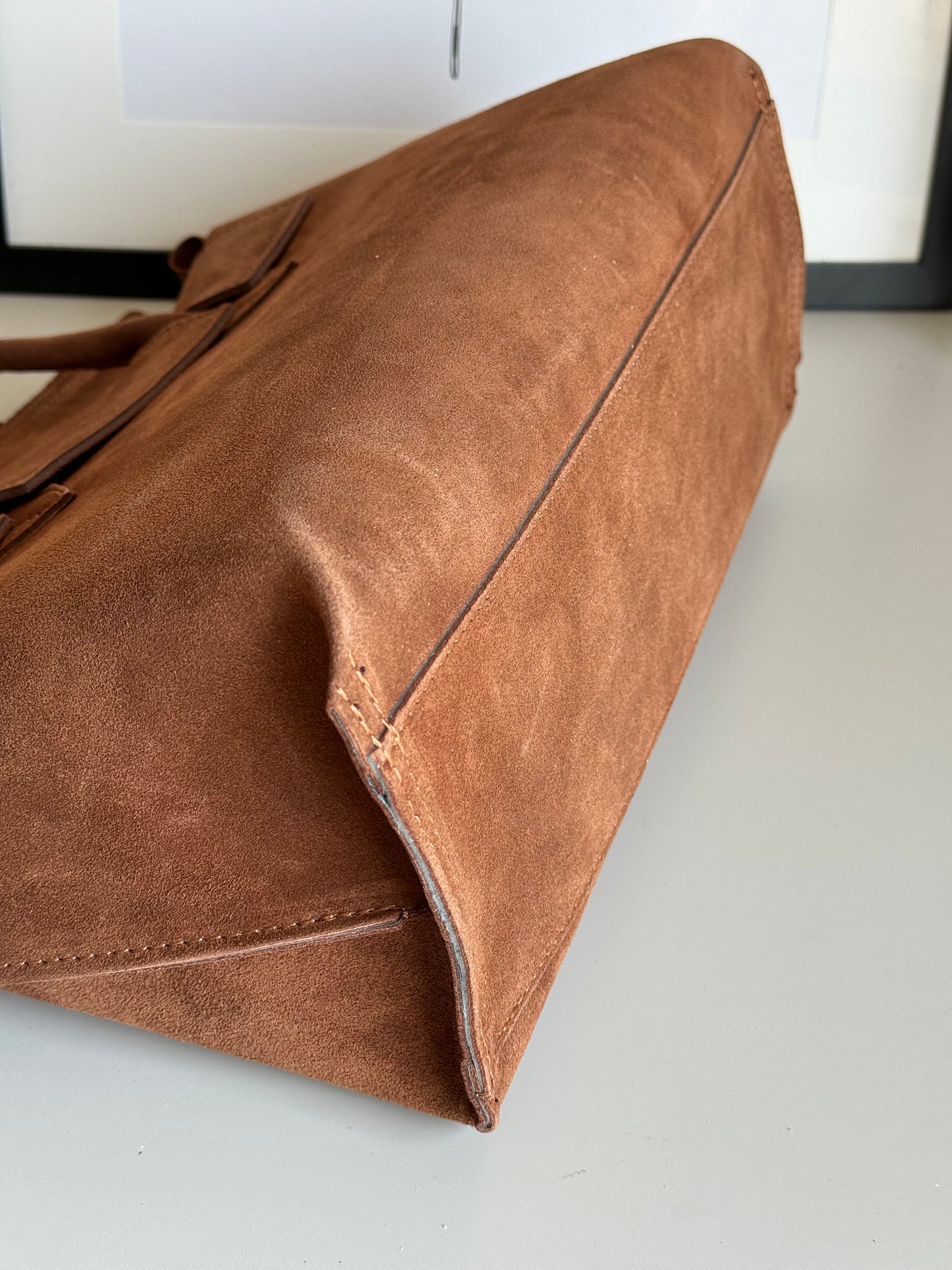 borsa in pelle scamosciata