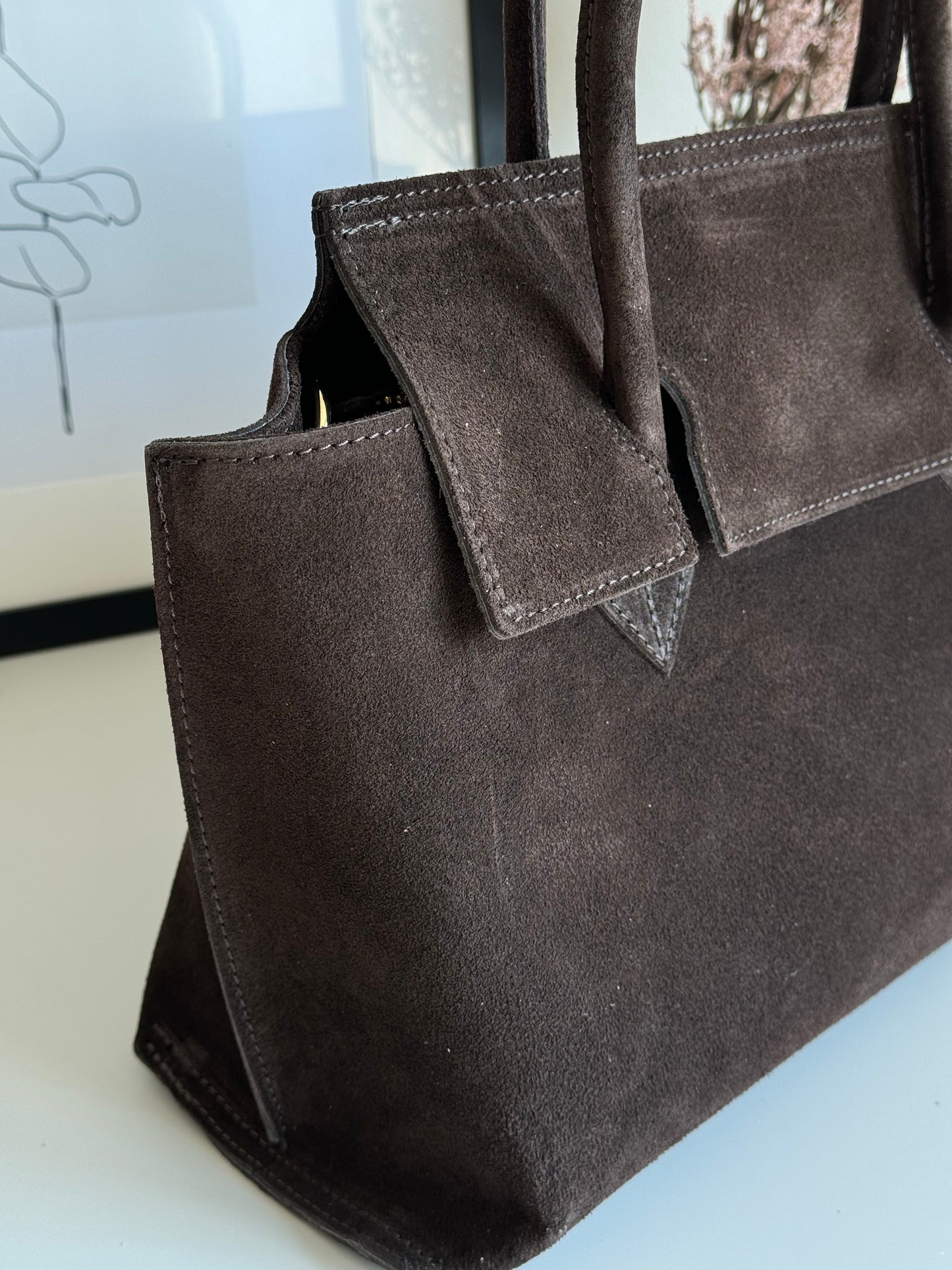 borsa in pelle scamosciata