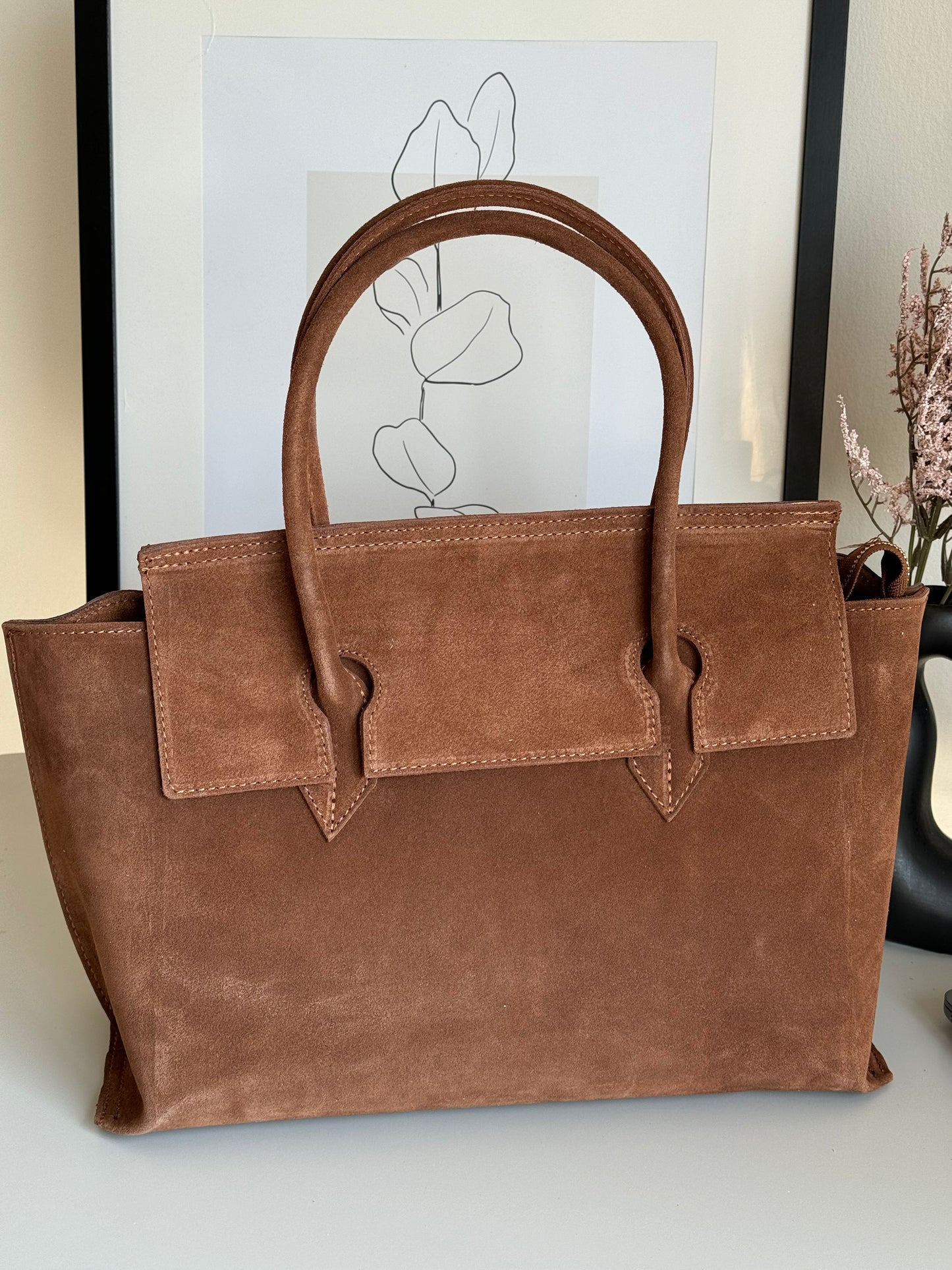 borsa in pelle scamosciata