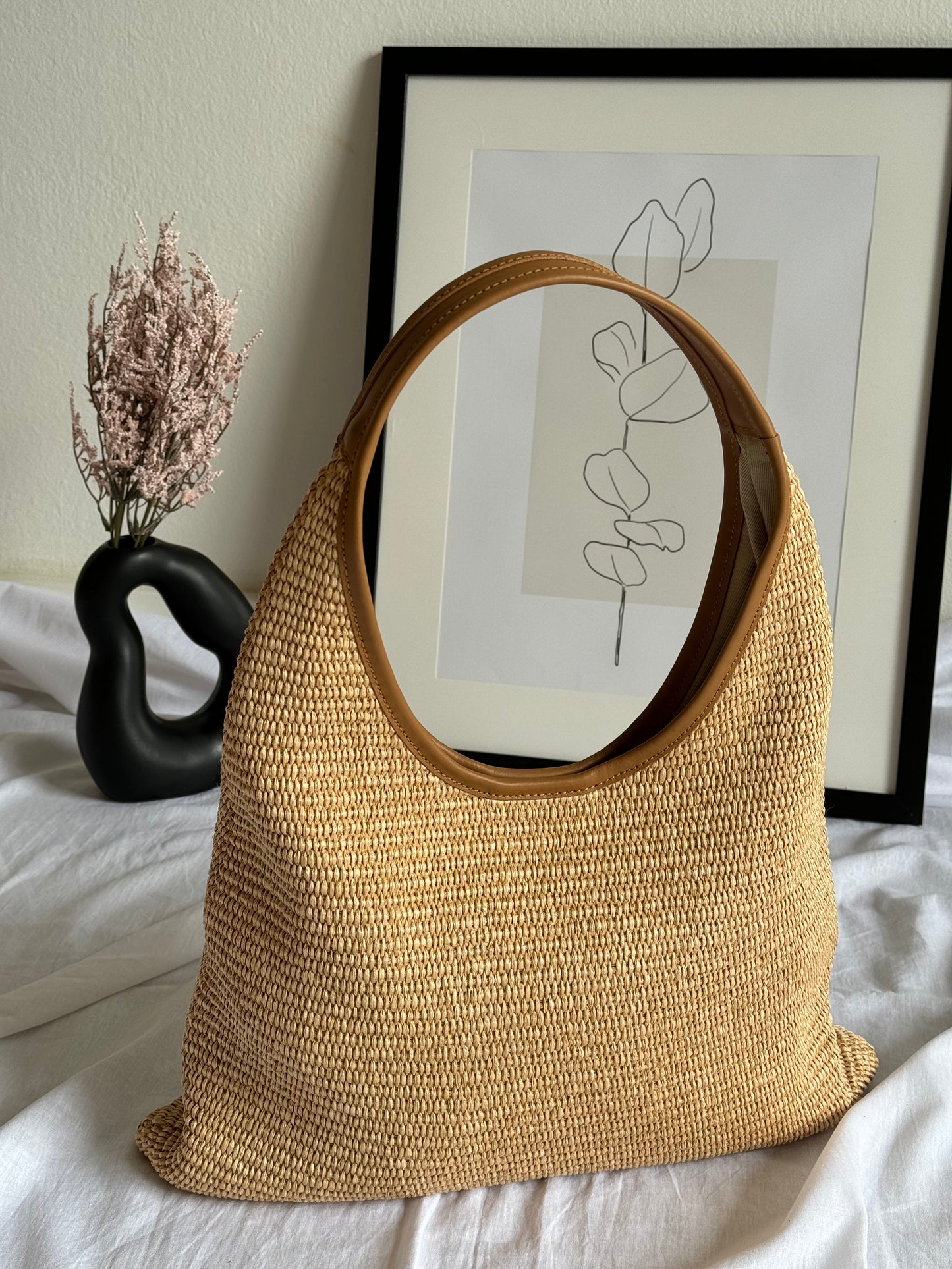Borsa hobo in rafia