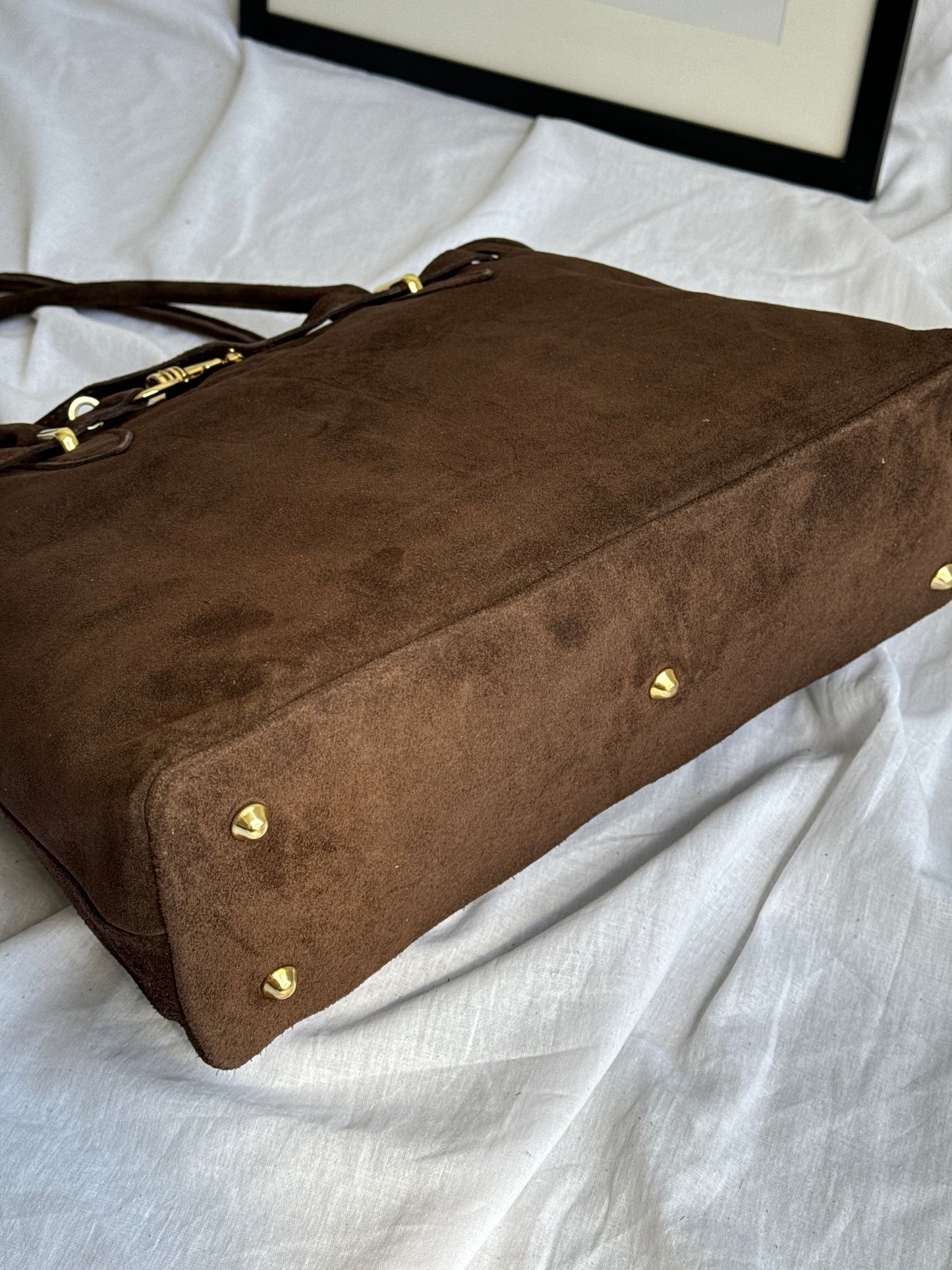 borsa in pelle scamosciata