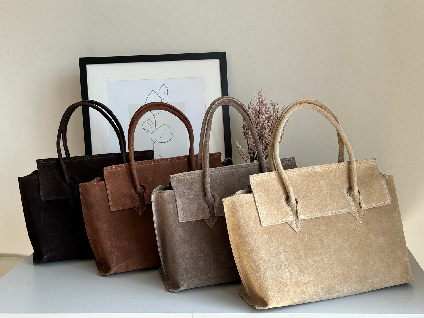 borsa in pelle scamosciata