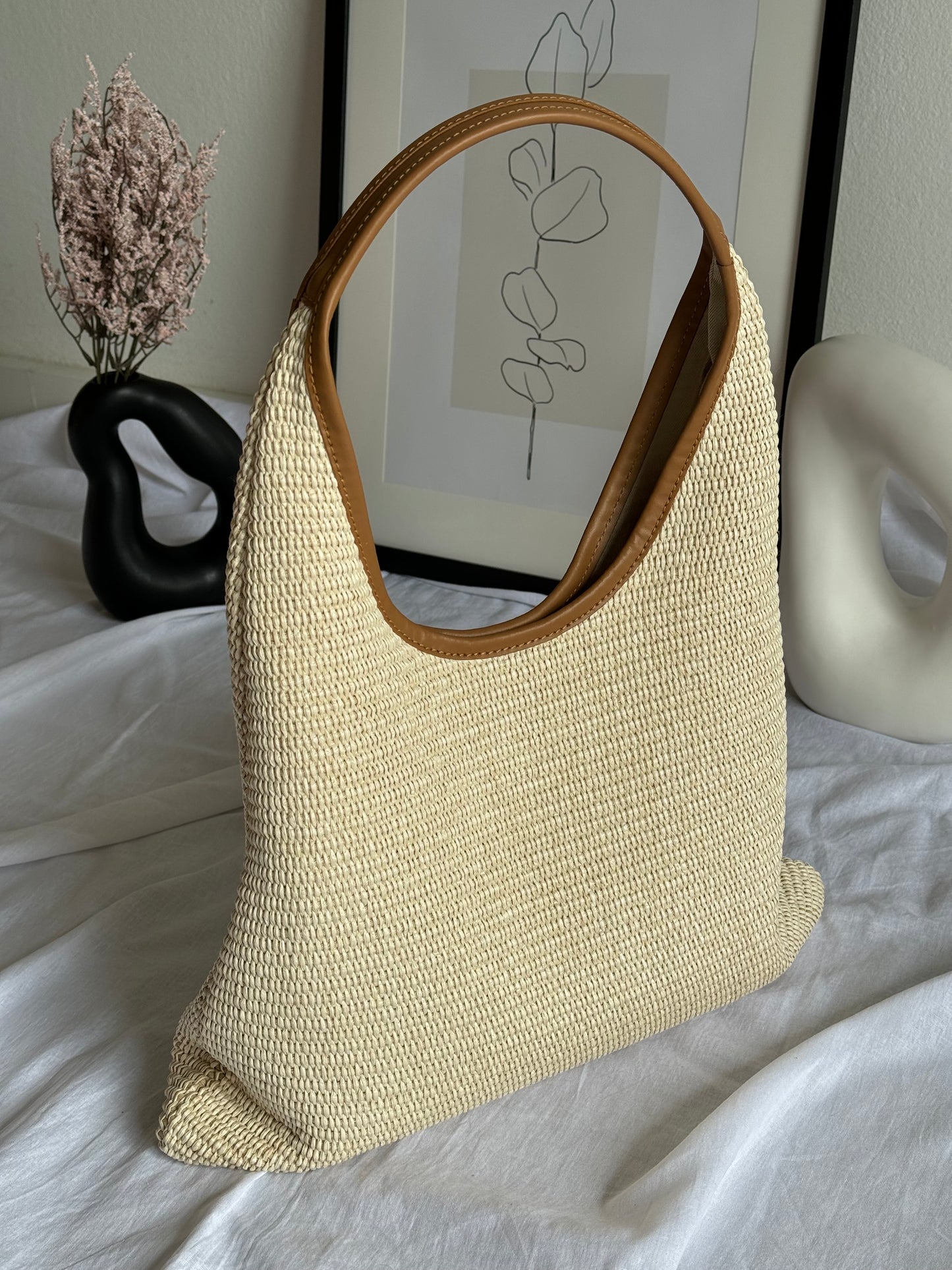 Borsa hobo in rafia