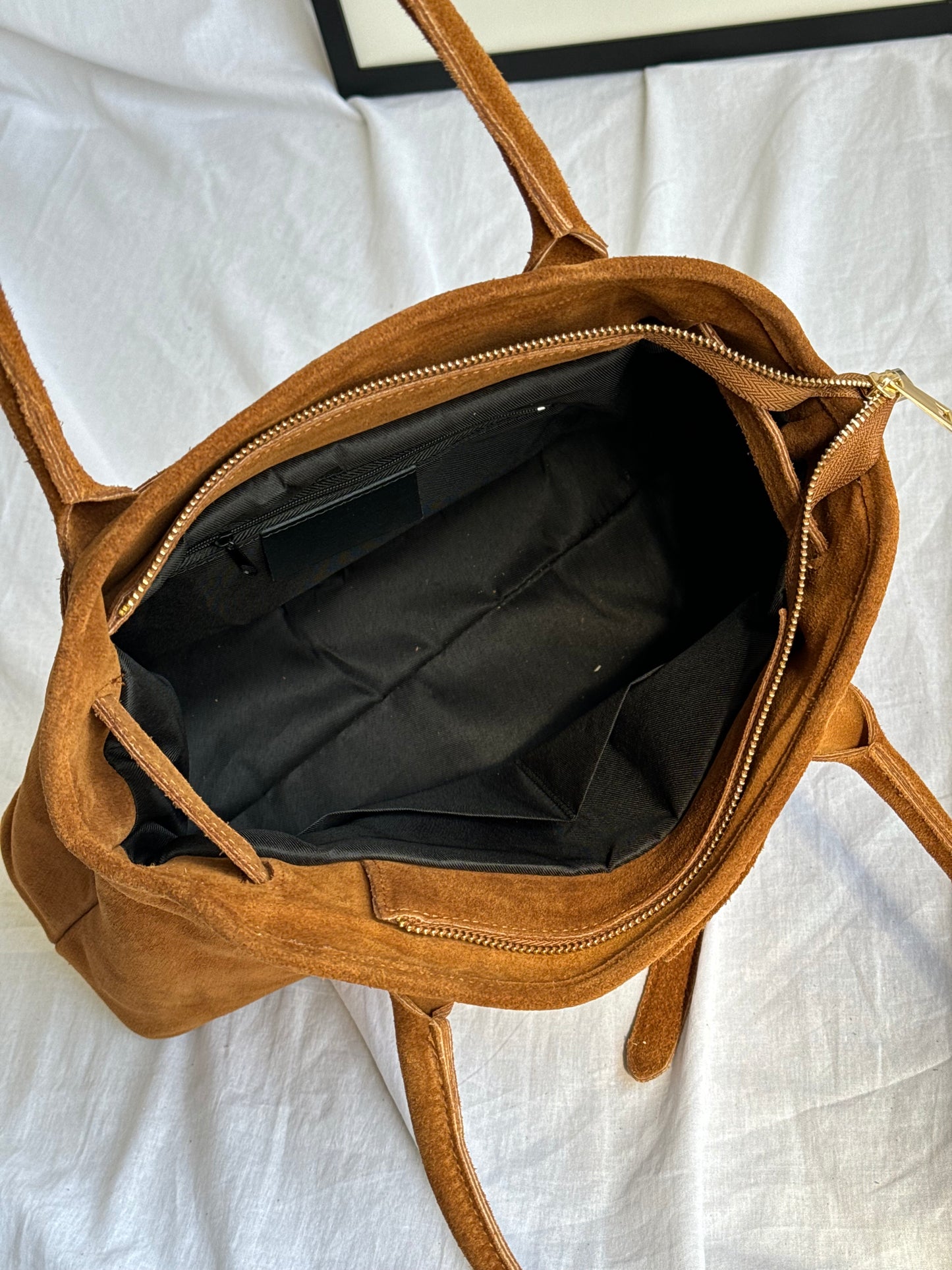 borsa in pelle scamosciata
