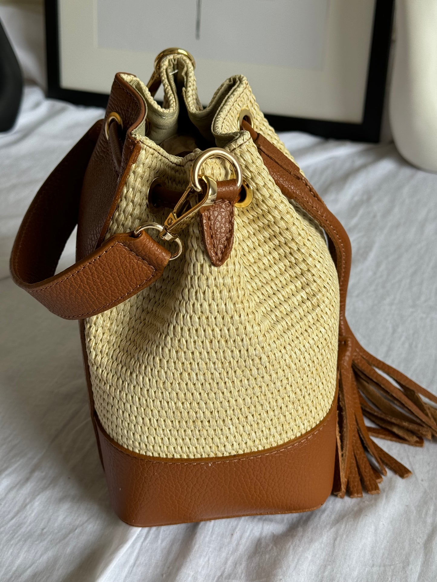 Borsa secchiello in rafia