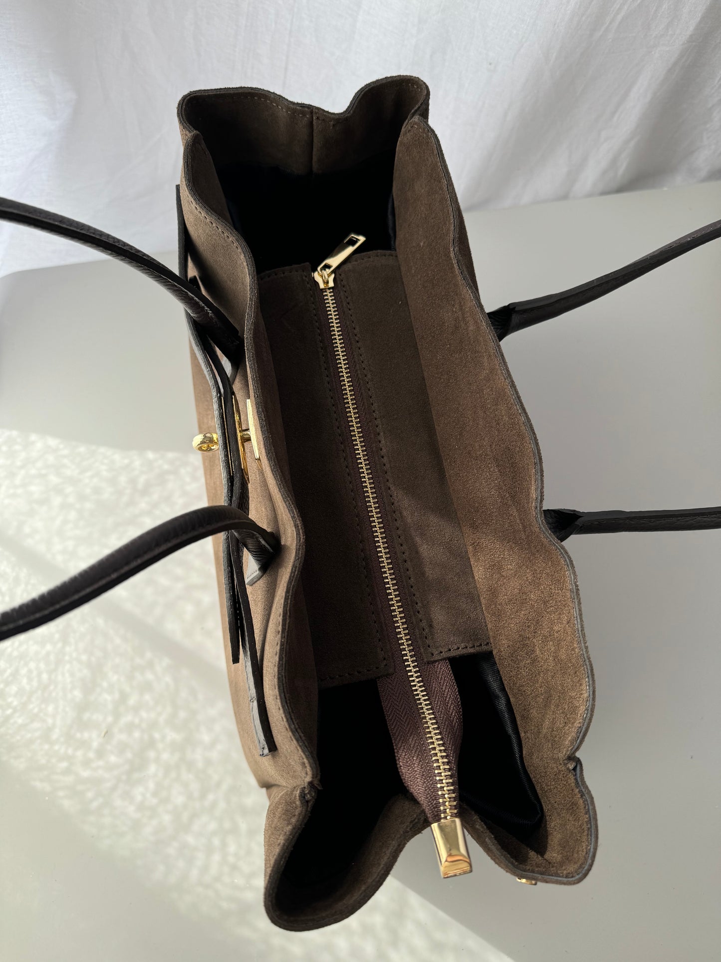 borsa in pelle scamosciata