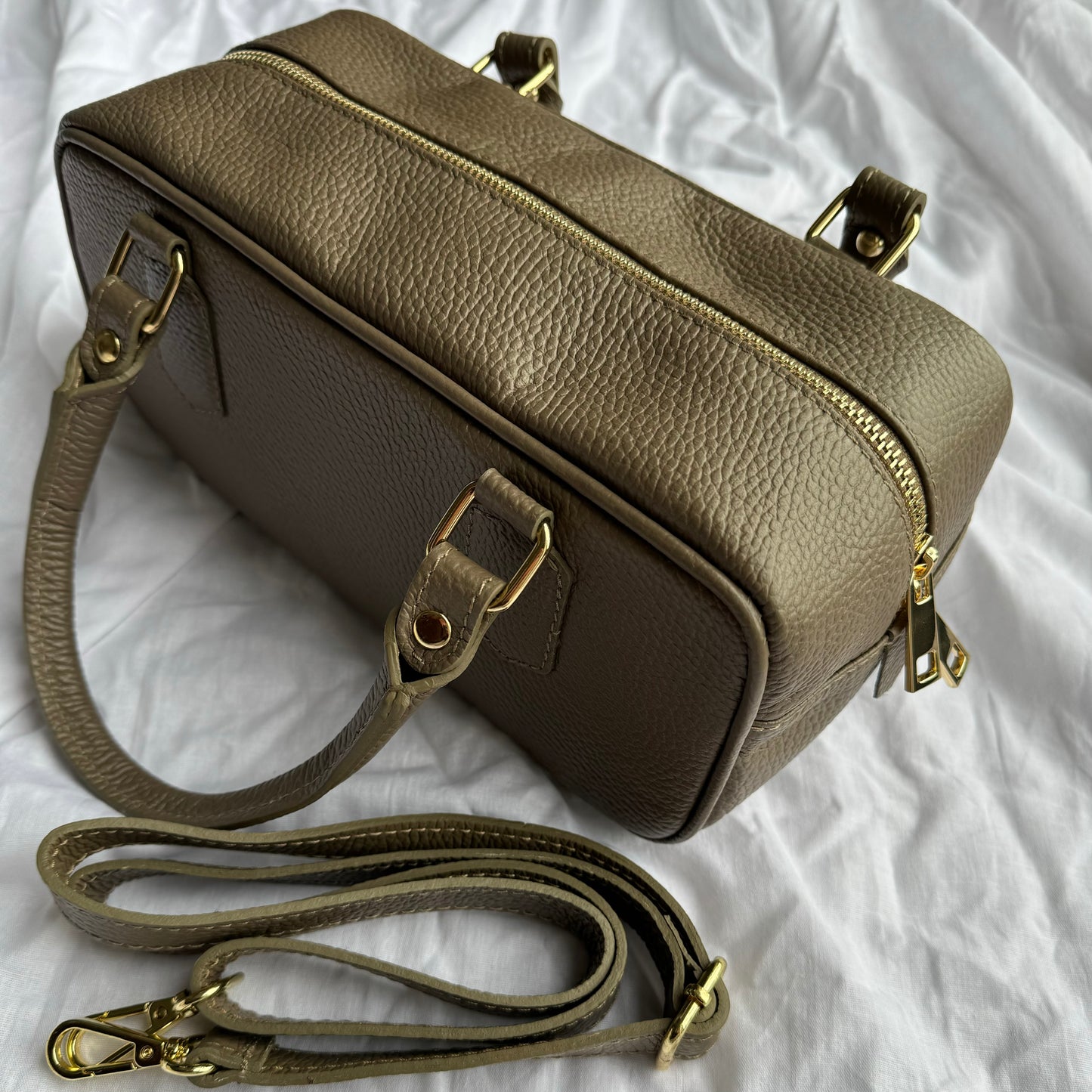 borsa baguette in pelle con tracolla