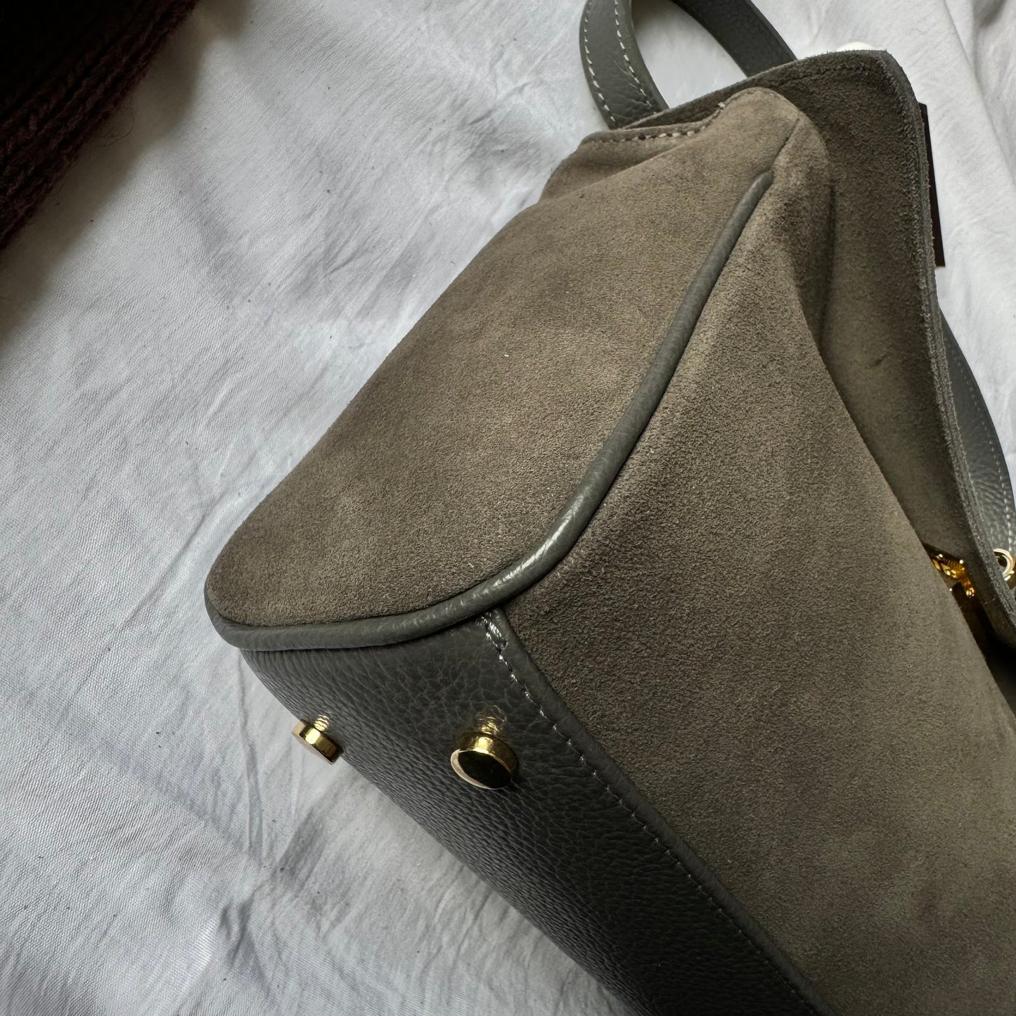 Borsa tote mini in pelle scamosciata