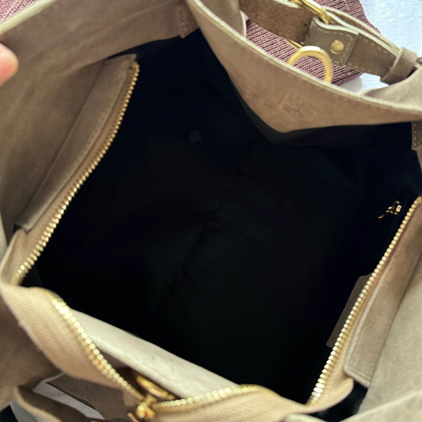 Borsa tote grande in pelle scamosciata