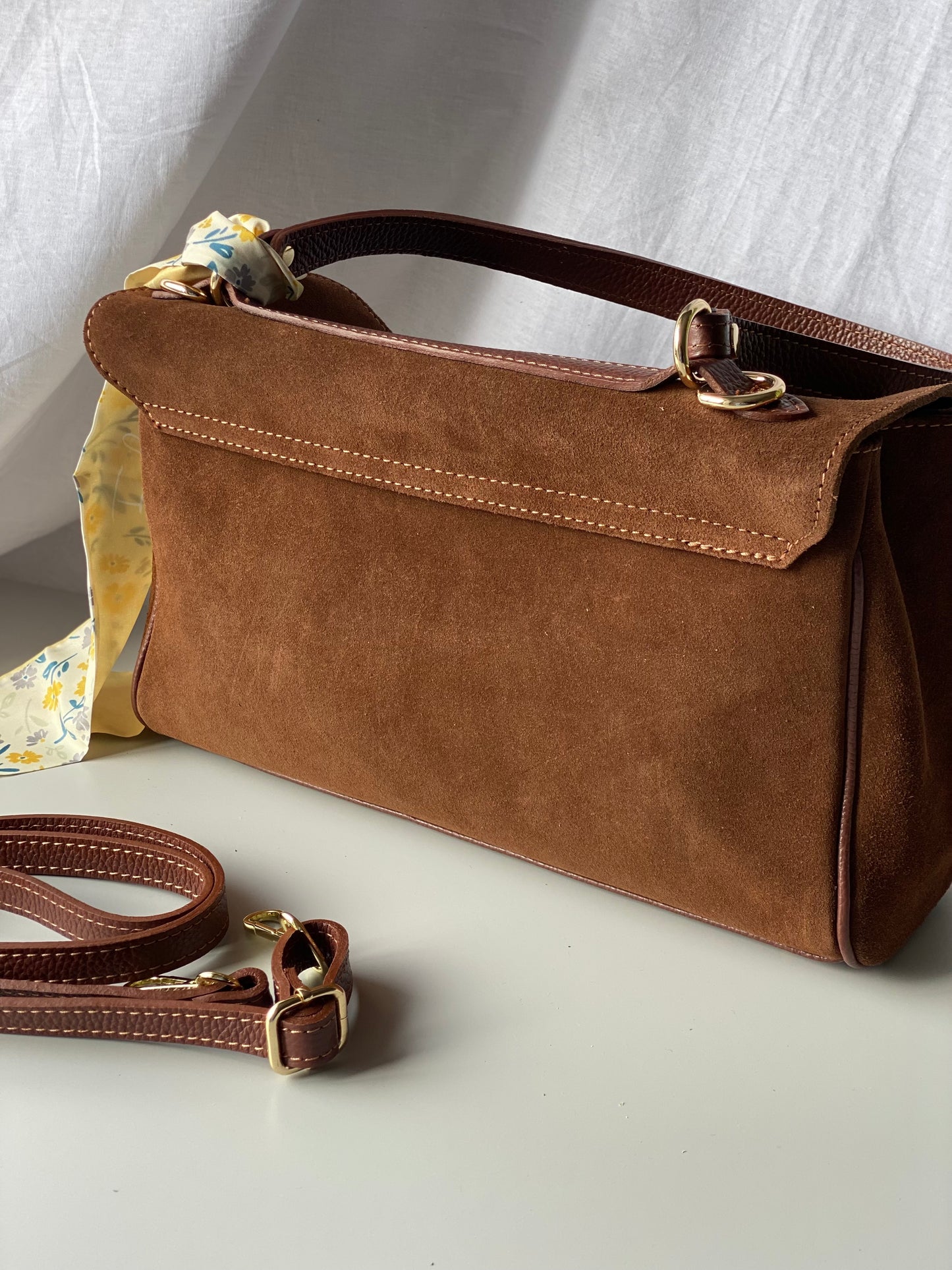Borsa tote mini in pelle scamosciata