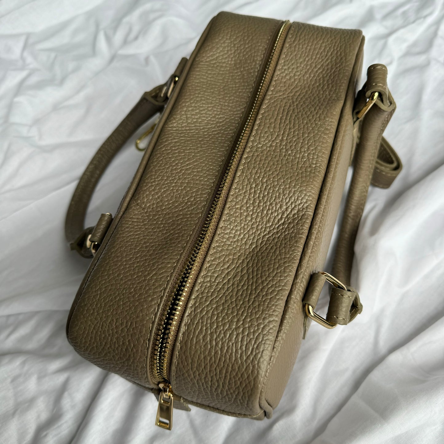 borsa baguette in pelle con tracolla