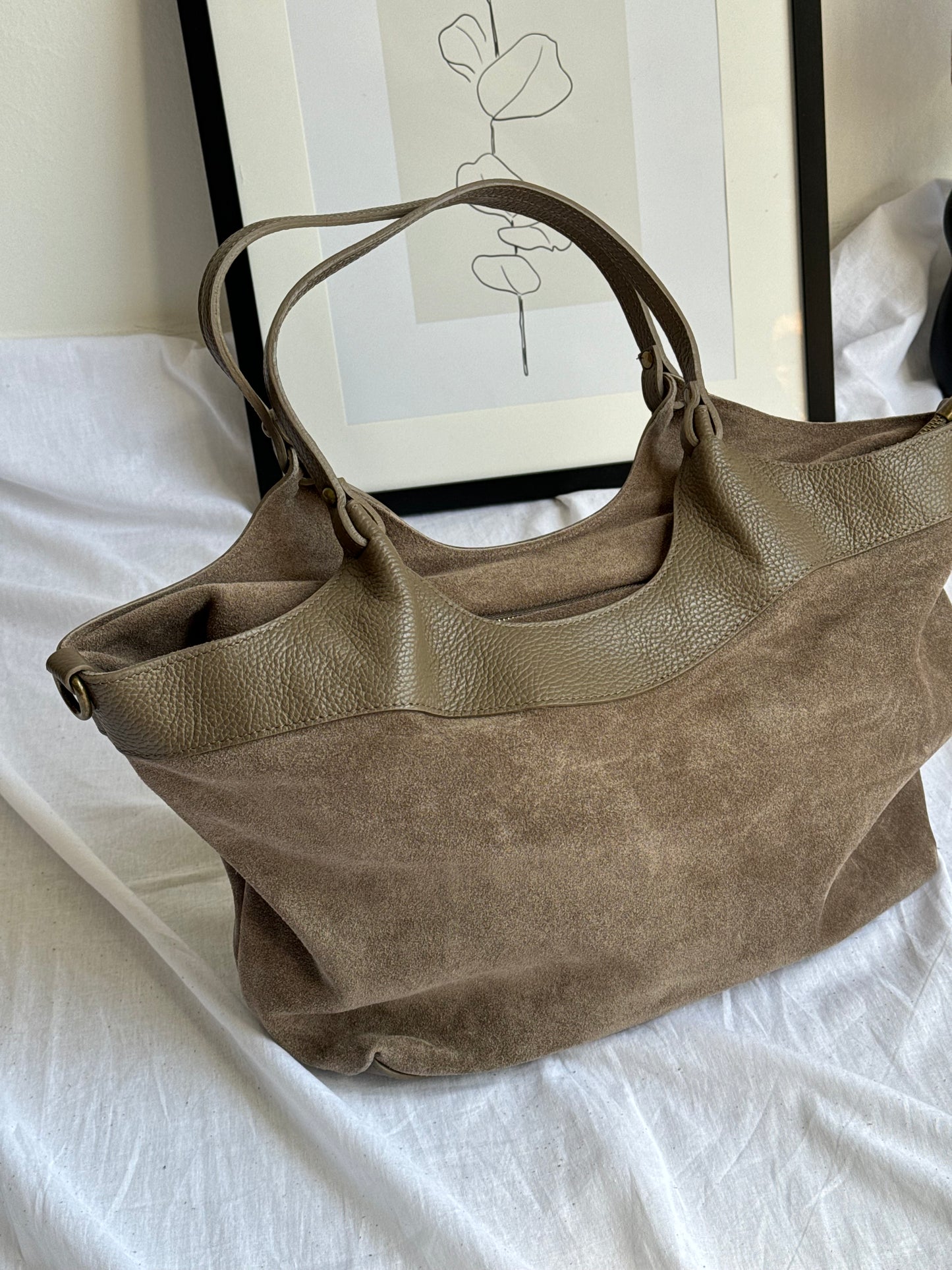 borsa in pelle scamosciata