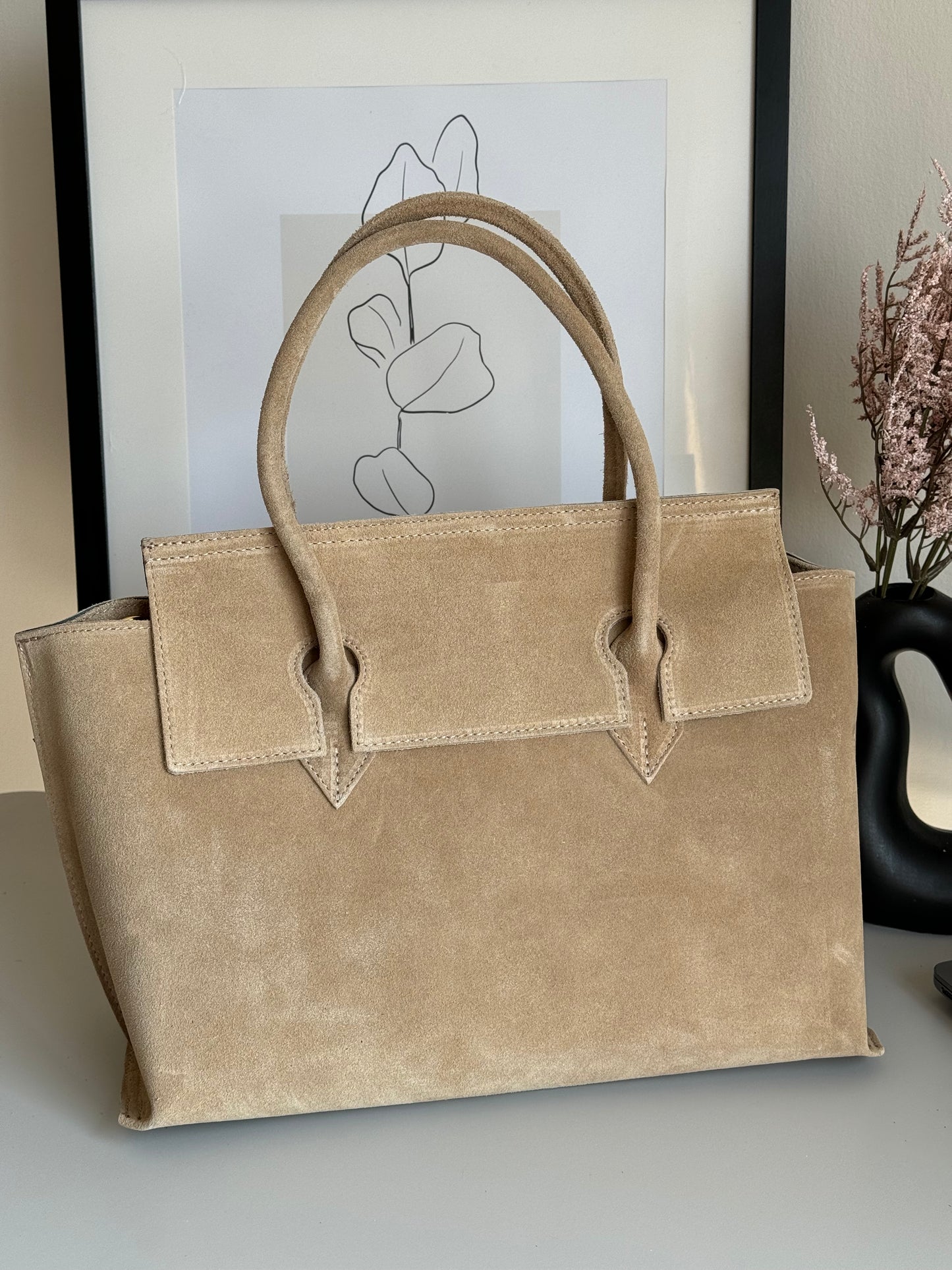 borsa in pelle scamosciata