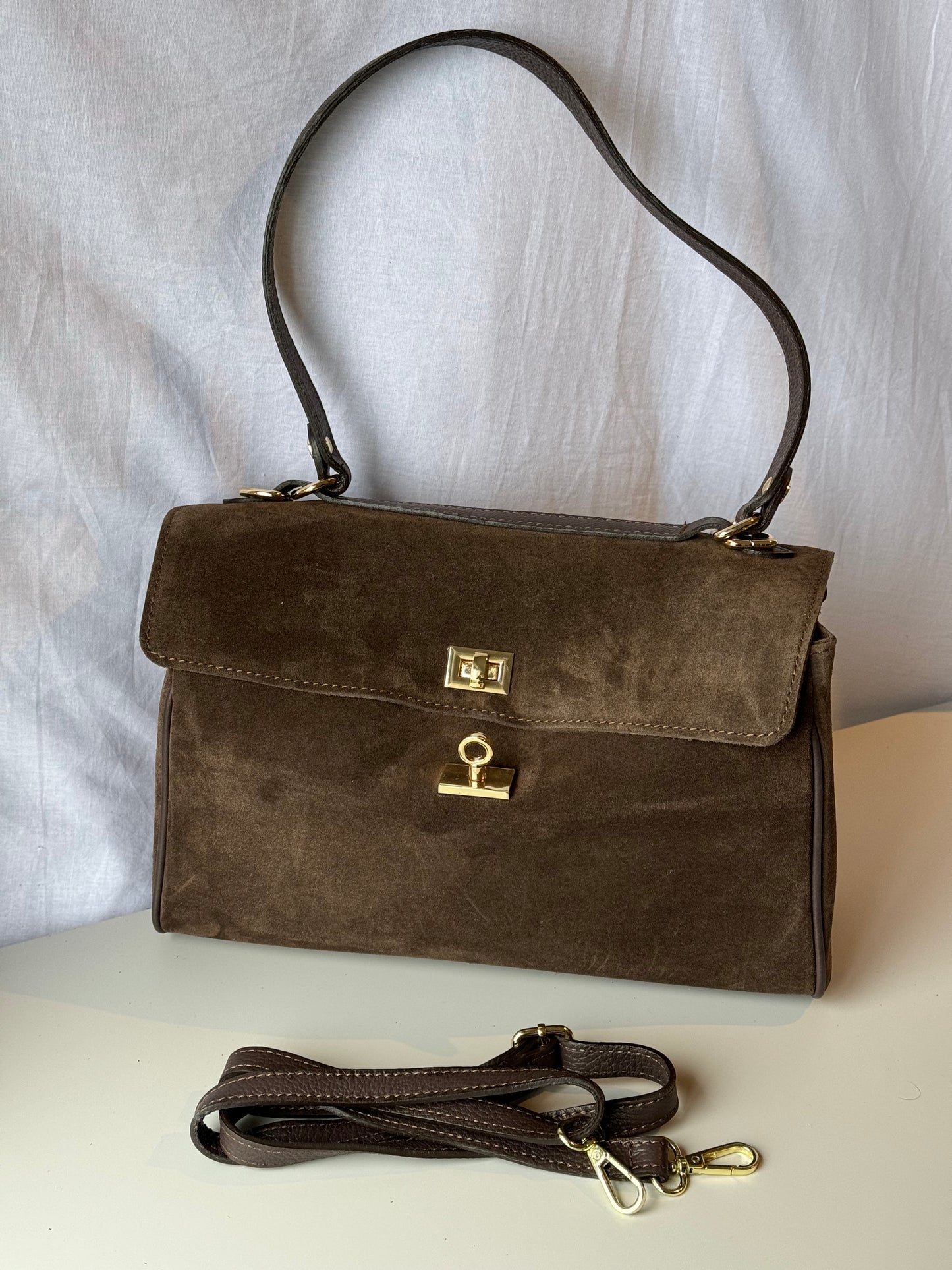 Borsa tote mini in pelle scamosciata