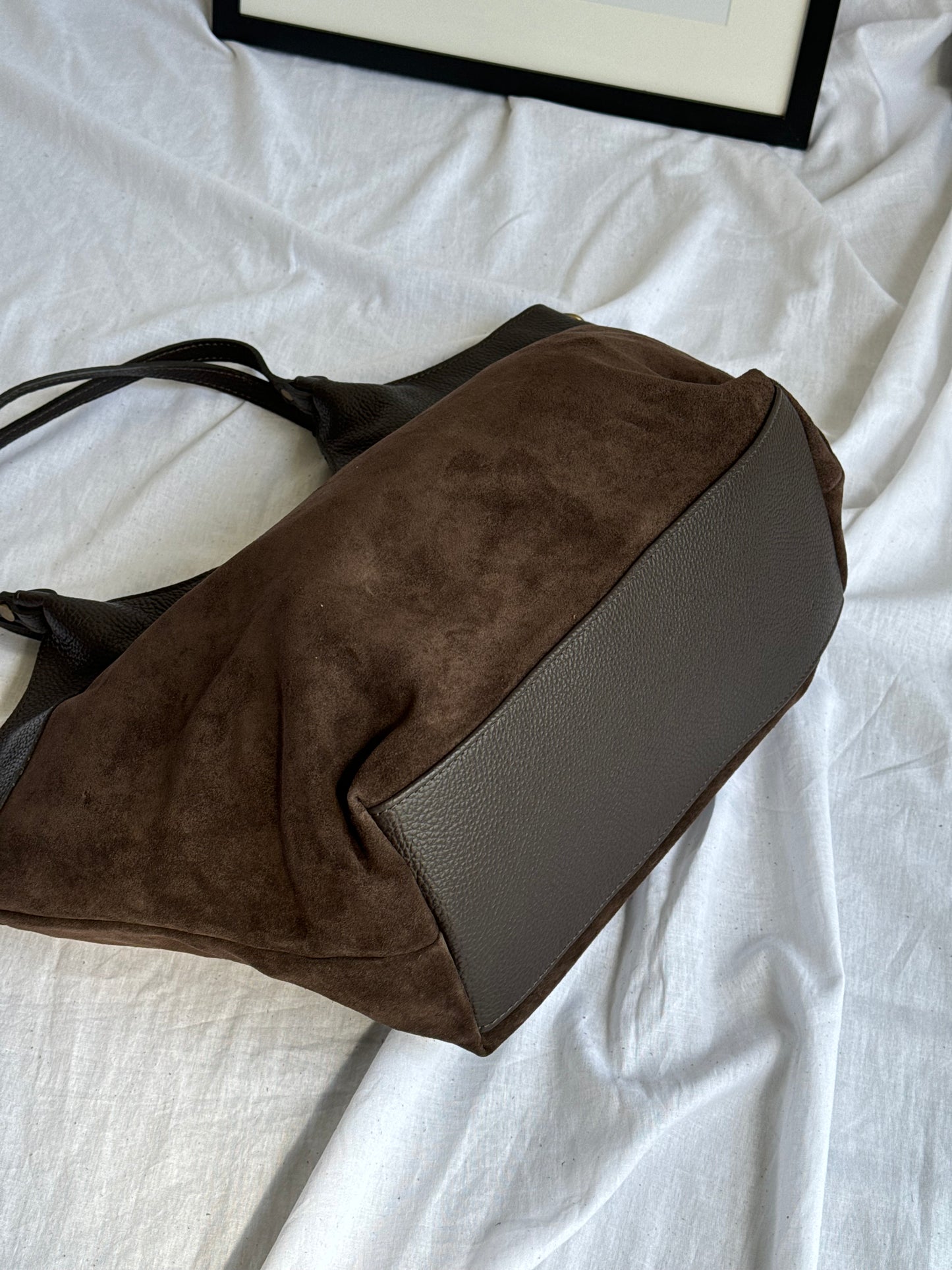 borsa in pelle scamosciata