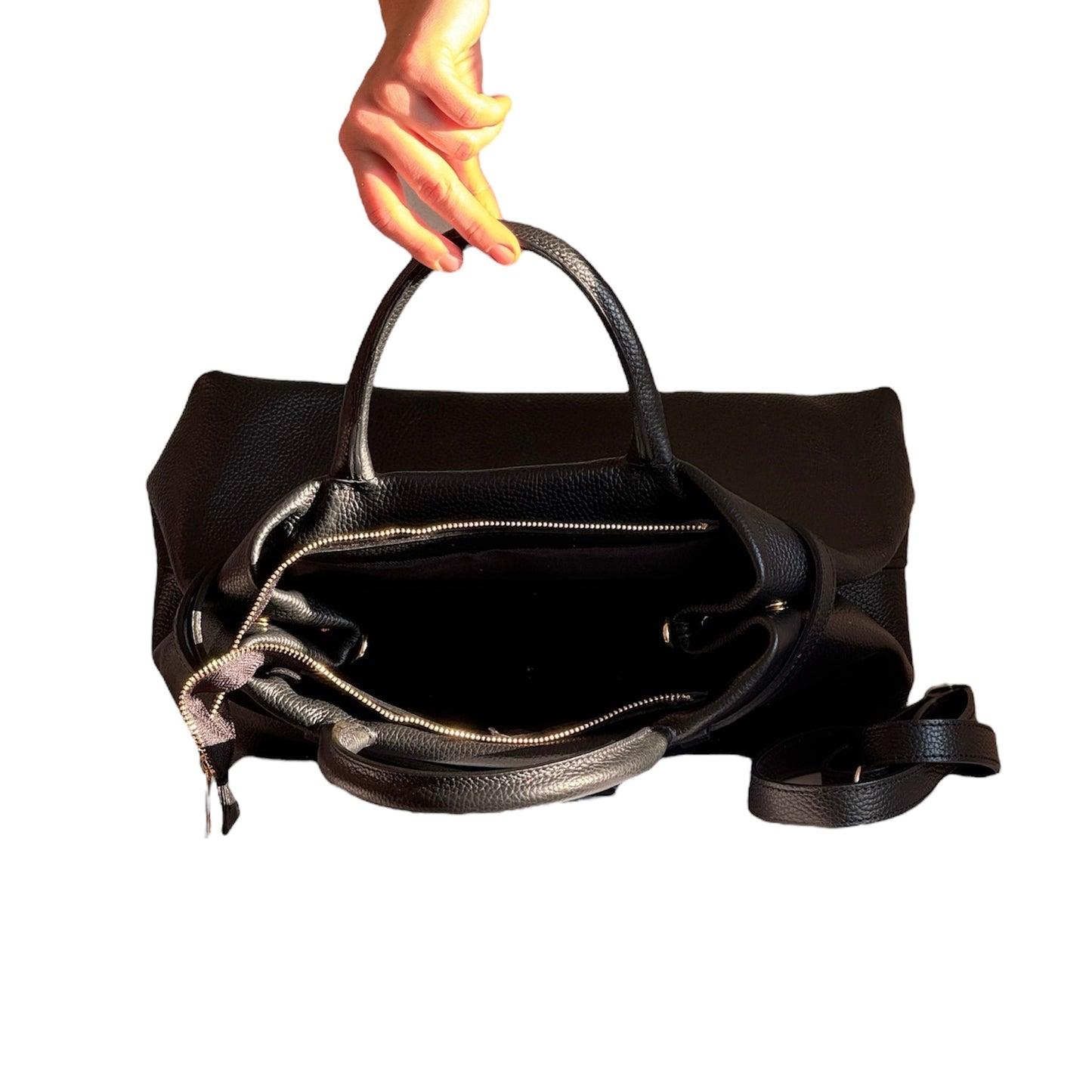 borsa con manico e tracolla