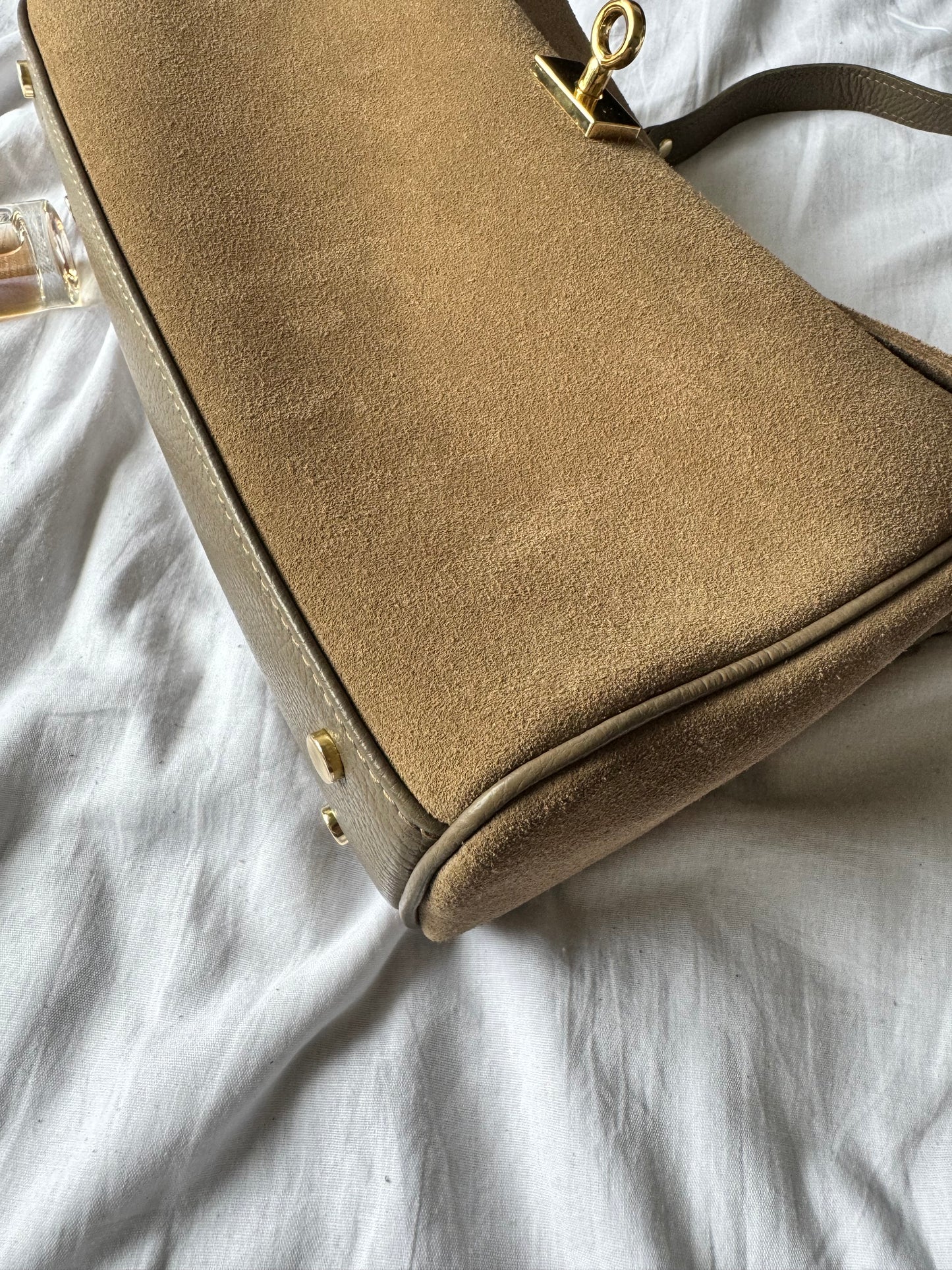 Borsa tote mini in pelle scamosciata