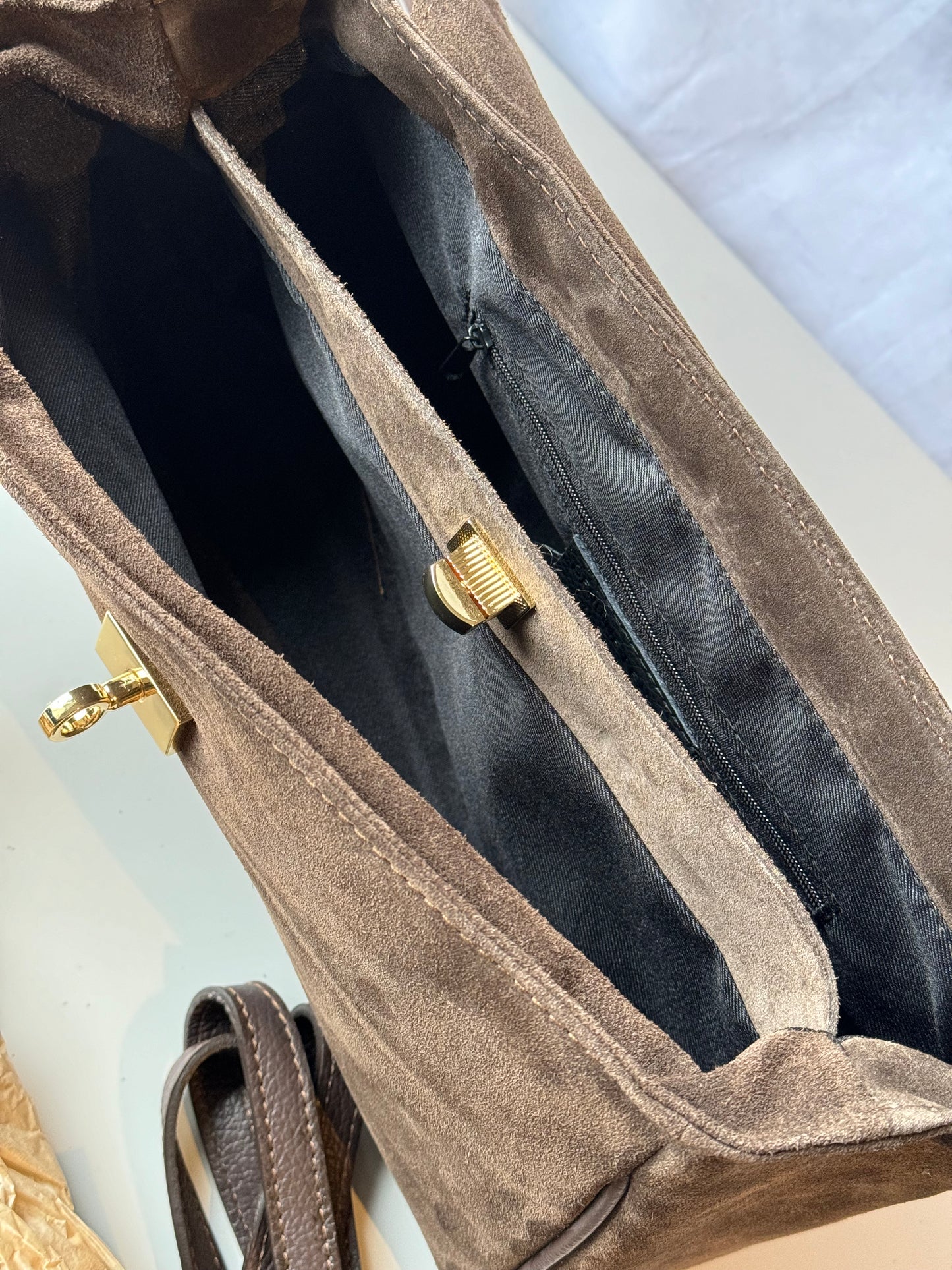 Borsa tote mini in pelle scamosciata