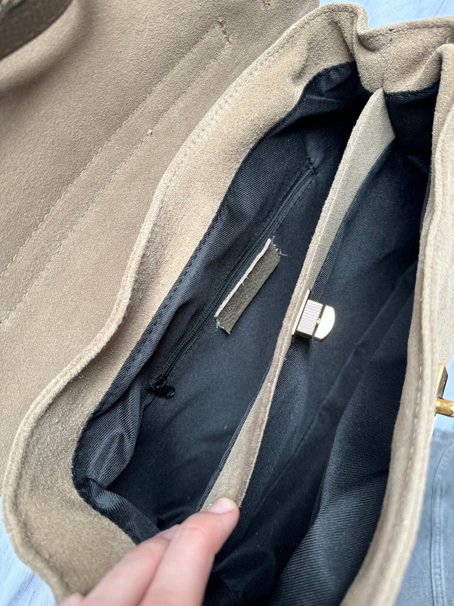 Borsa tote mini in pelle scamosciata