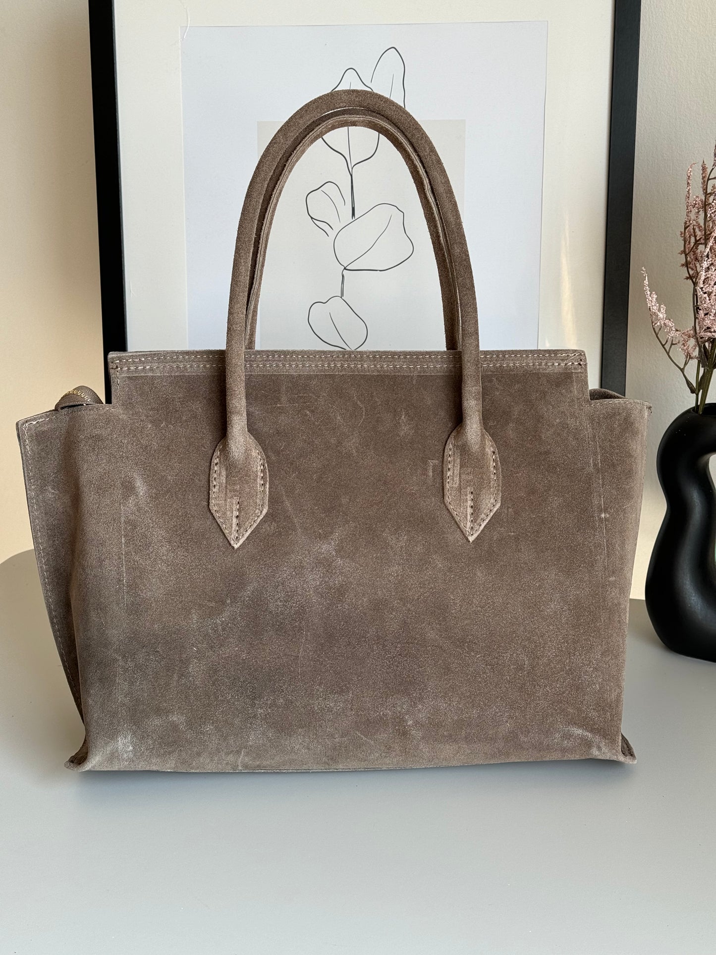 borsa in pelle scamosciata