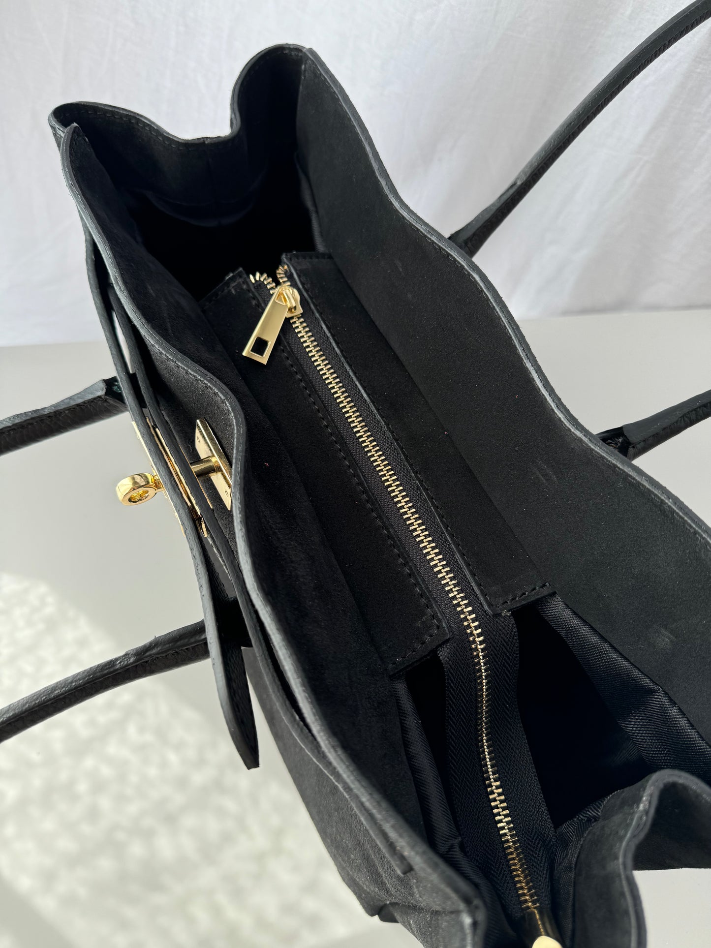 borsa in pelle scamosciata