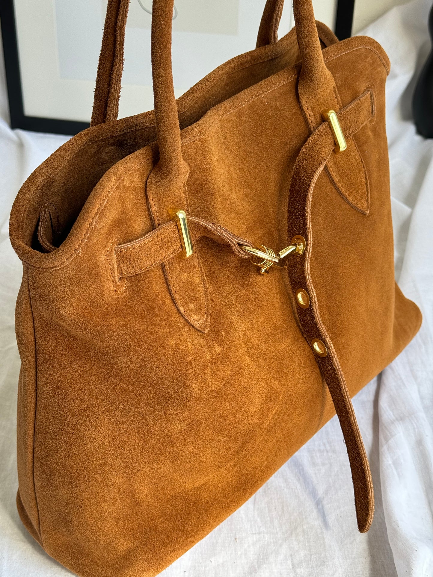 borsa in pelle scamosciata