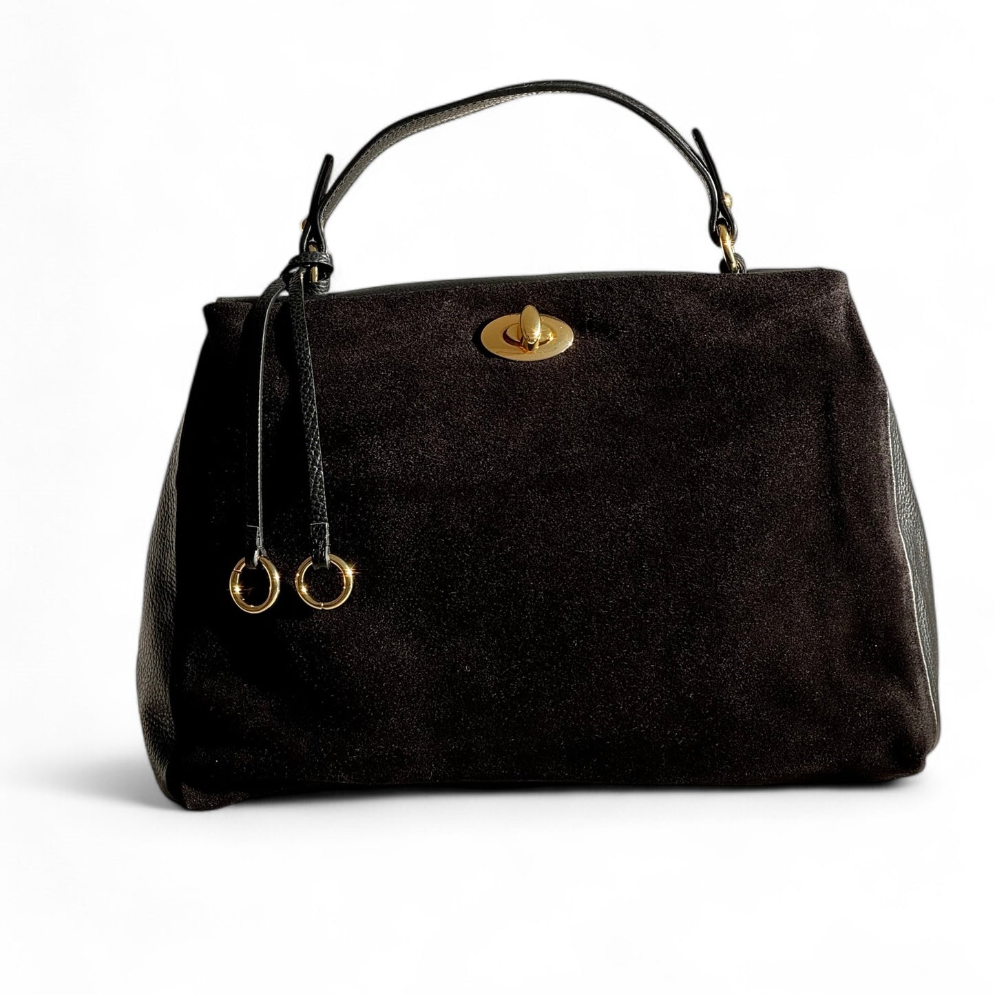 borsa a tracolla in pelle scamosciata