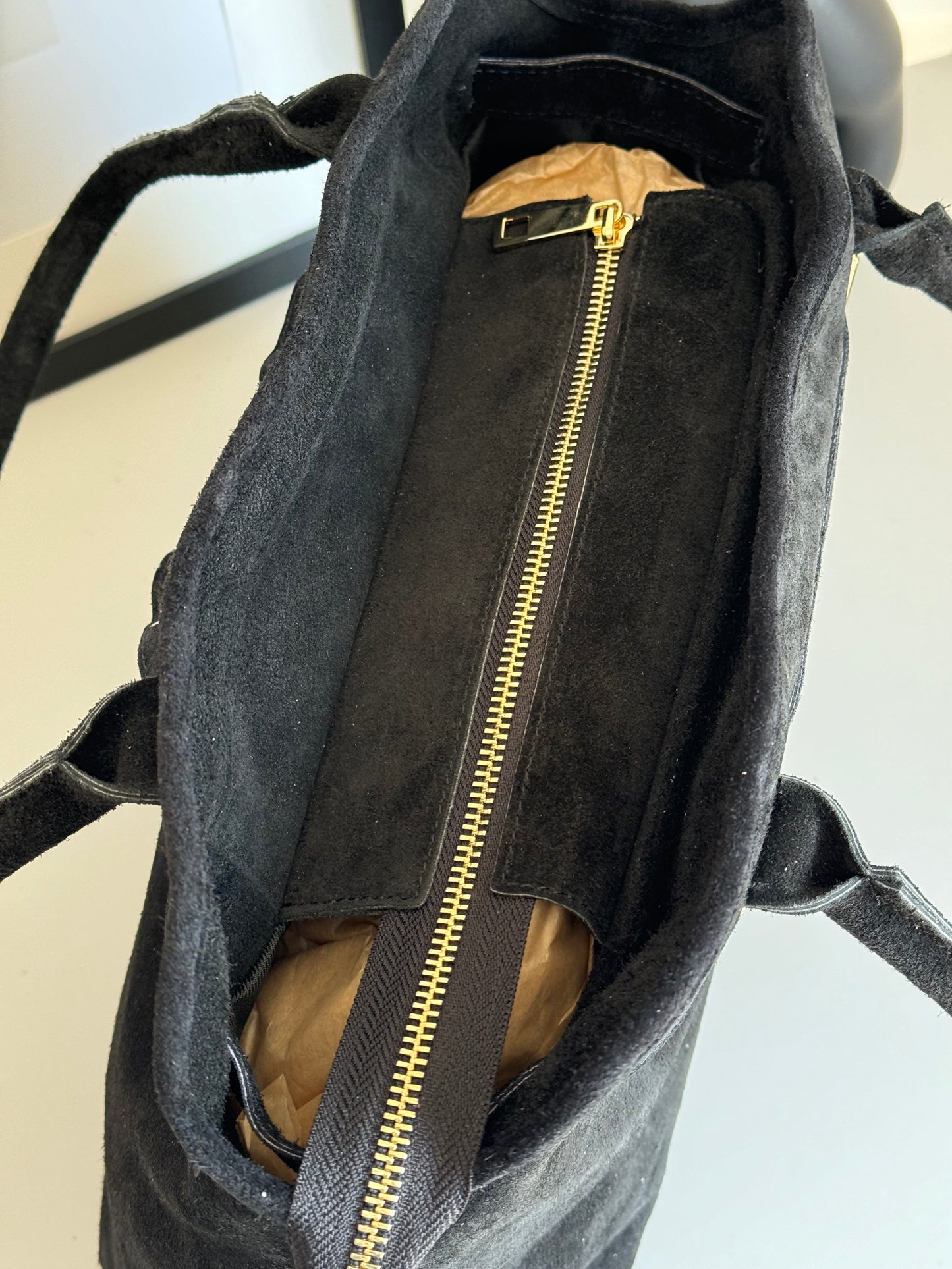 borsa in pelle scamosciata