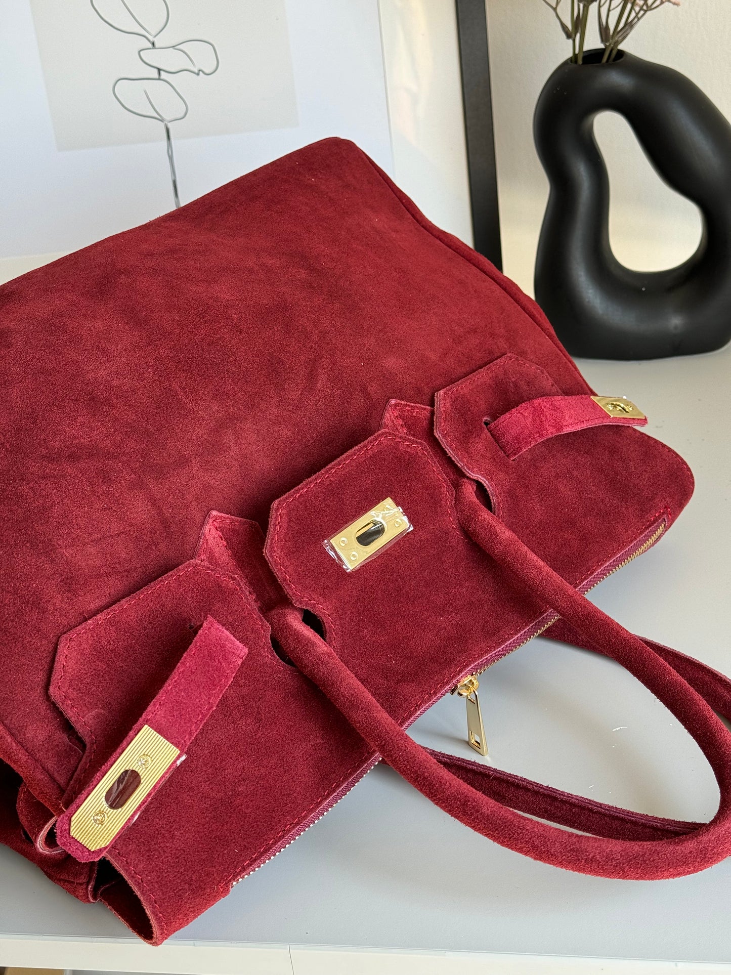 borsa in pelle scamosciata