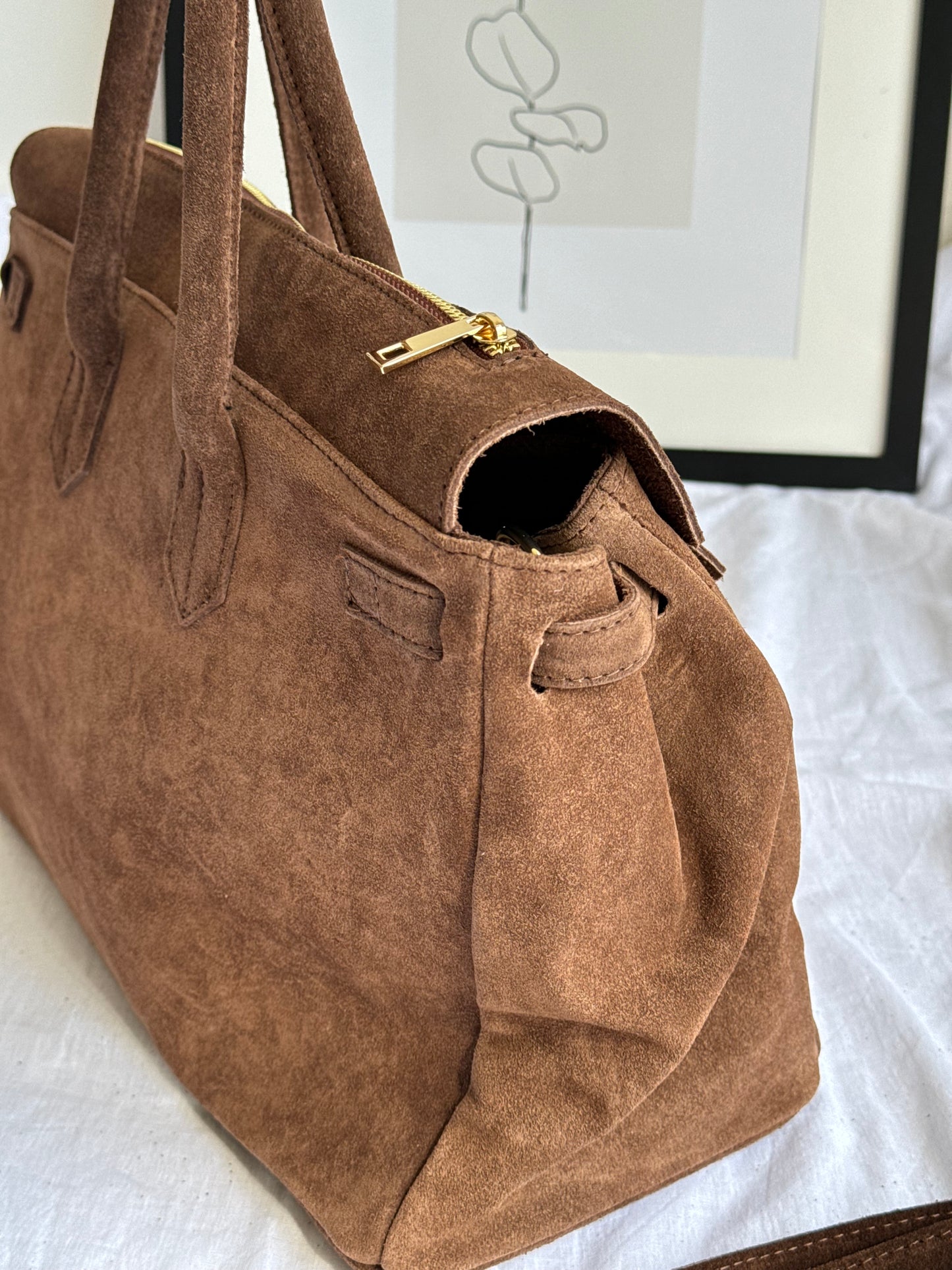 borsa in pelle scamosciata