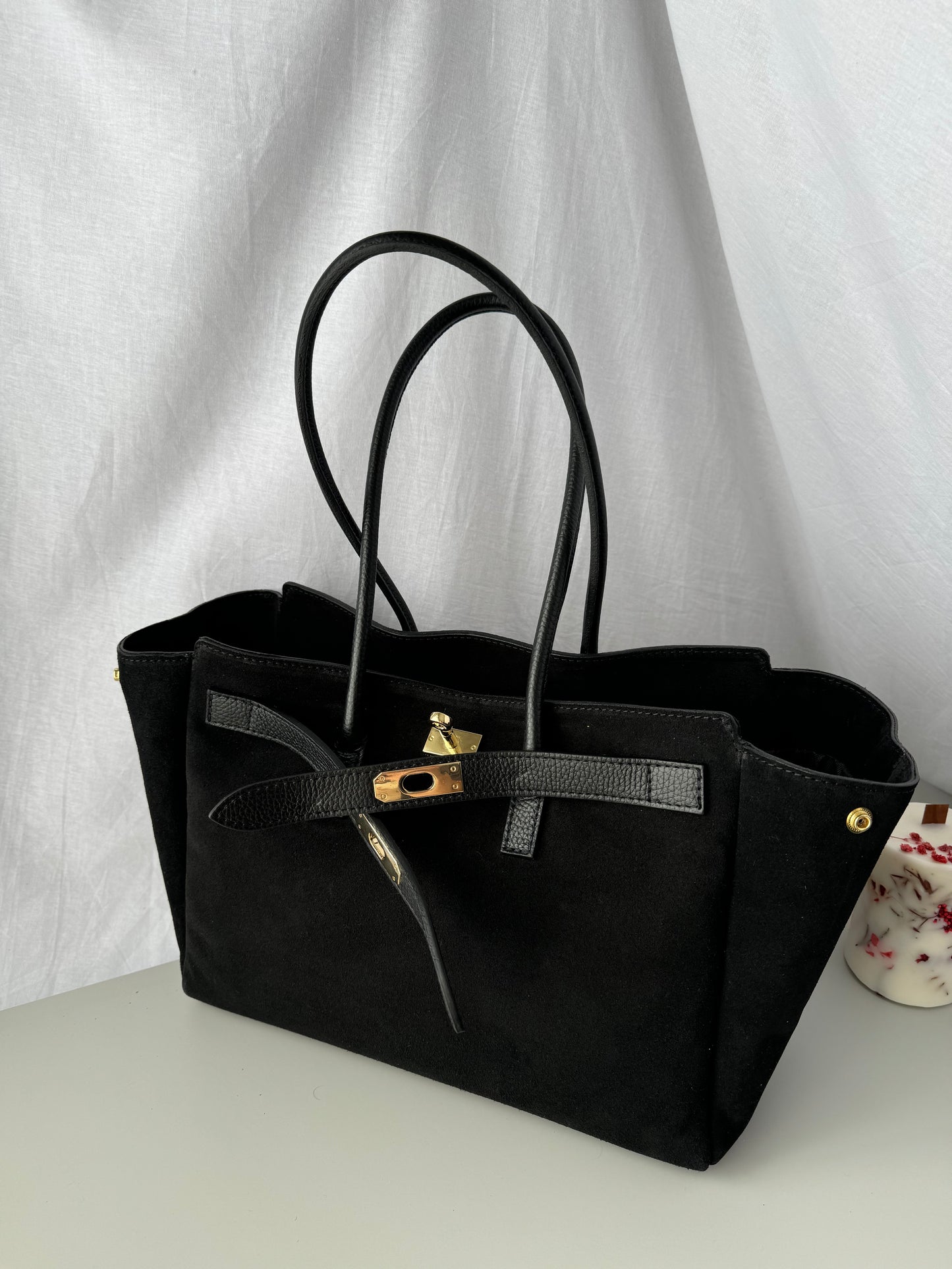 borsa in pelle scamosciata
